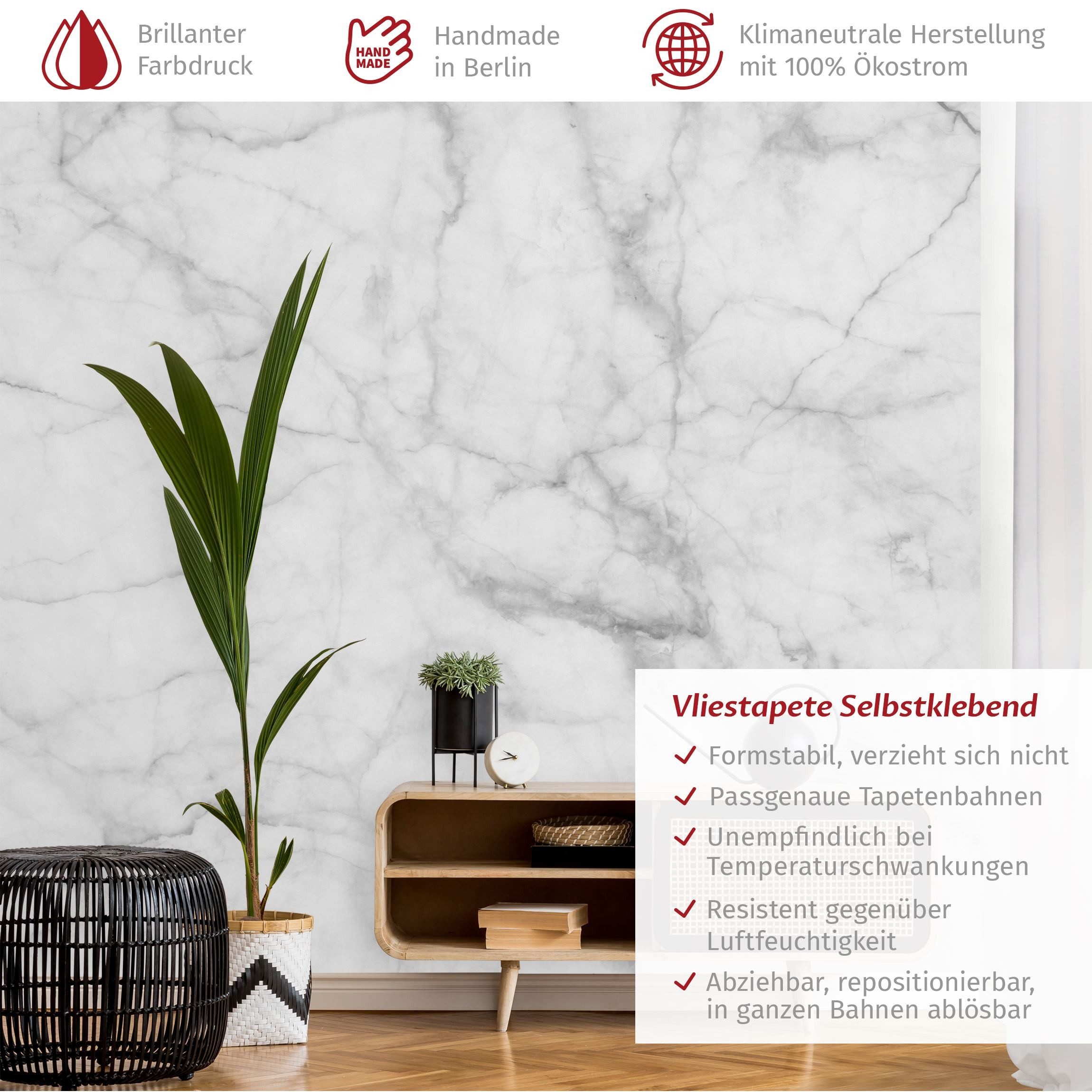 Bilderdepot24 Vliestapete Marmorn Bianco Carrara Steinoptik günstig online kaufen