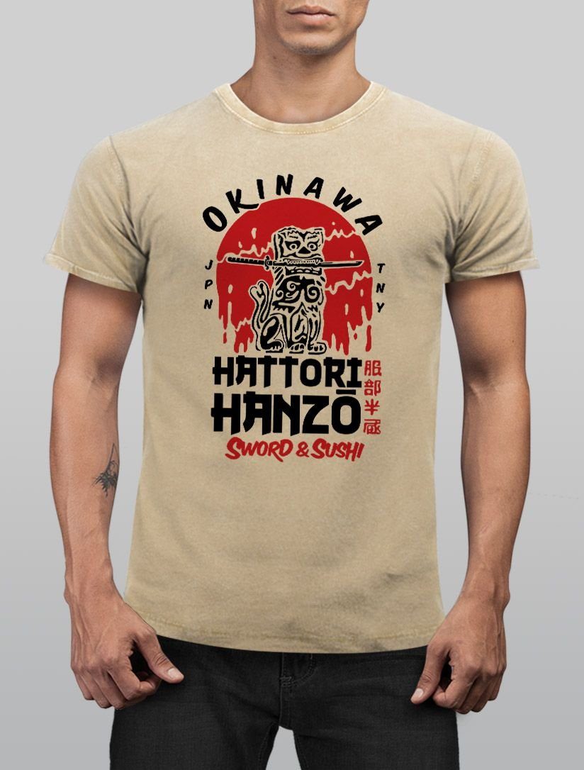 Neverless Print-Shirt Herren Vintage Shirt Hattori günstig online kaufen