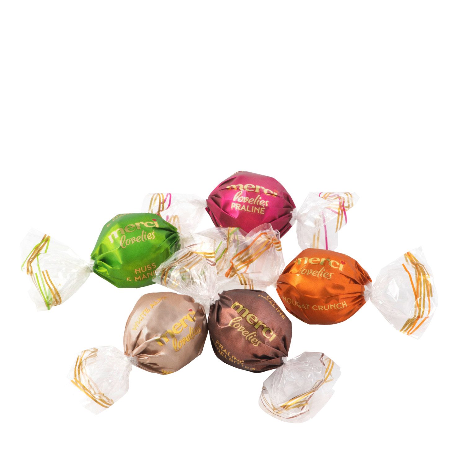 Merci Schokolade, Merci Lovelies Classic einzeln verpackte Pralinen 5fach sortiert 185g