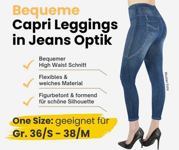 dy_mode 7/8-Jeggings Damen Capri Jeggings 7/8 Leggings Jeans Optik Sommer Jeggins mit elastischem Bund, High Waist