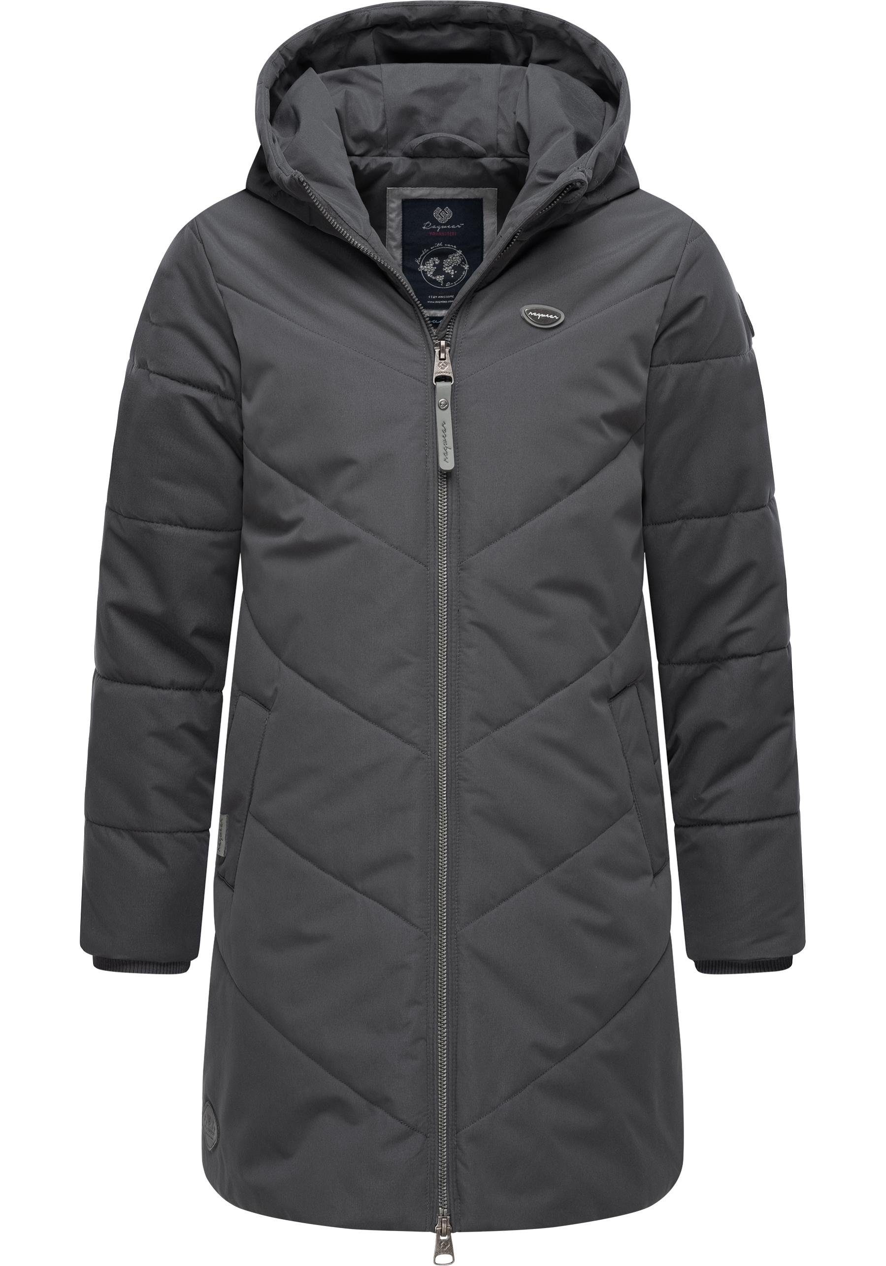 Kapuze Winterjacke wasserdichte dunkelgrau Outdoorjacke mit abnehmbarer Winter Rebbie Ragwear