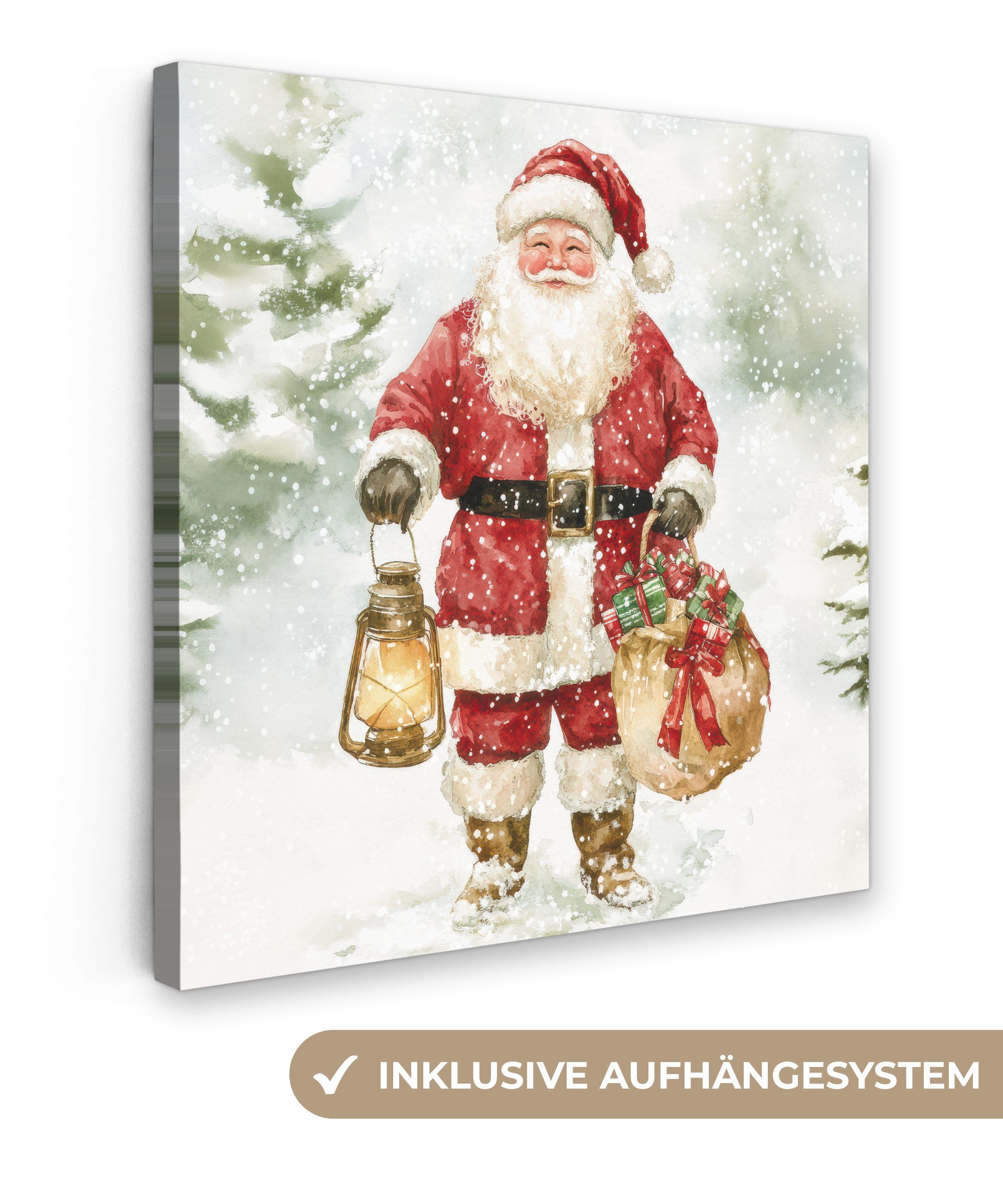 OneMillionCanvasses® Leinwandbild Weihnachtsmann - Winter - Schnee - Weiß - günstig online kaufen