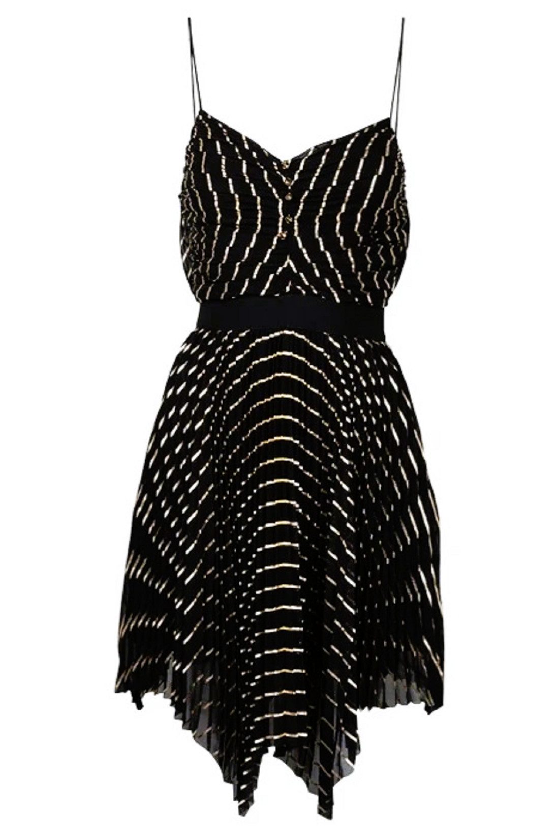 PINKO Cocktailkleid PINKO GENESIO ABITO, Laminierter Faltenstreifen Genesis Kleid Damen Gestreift