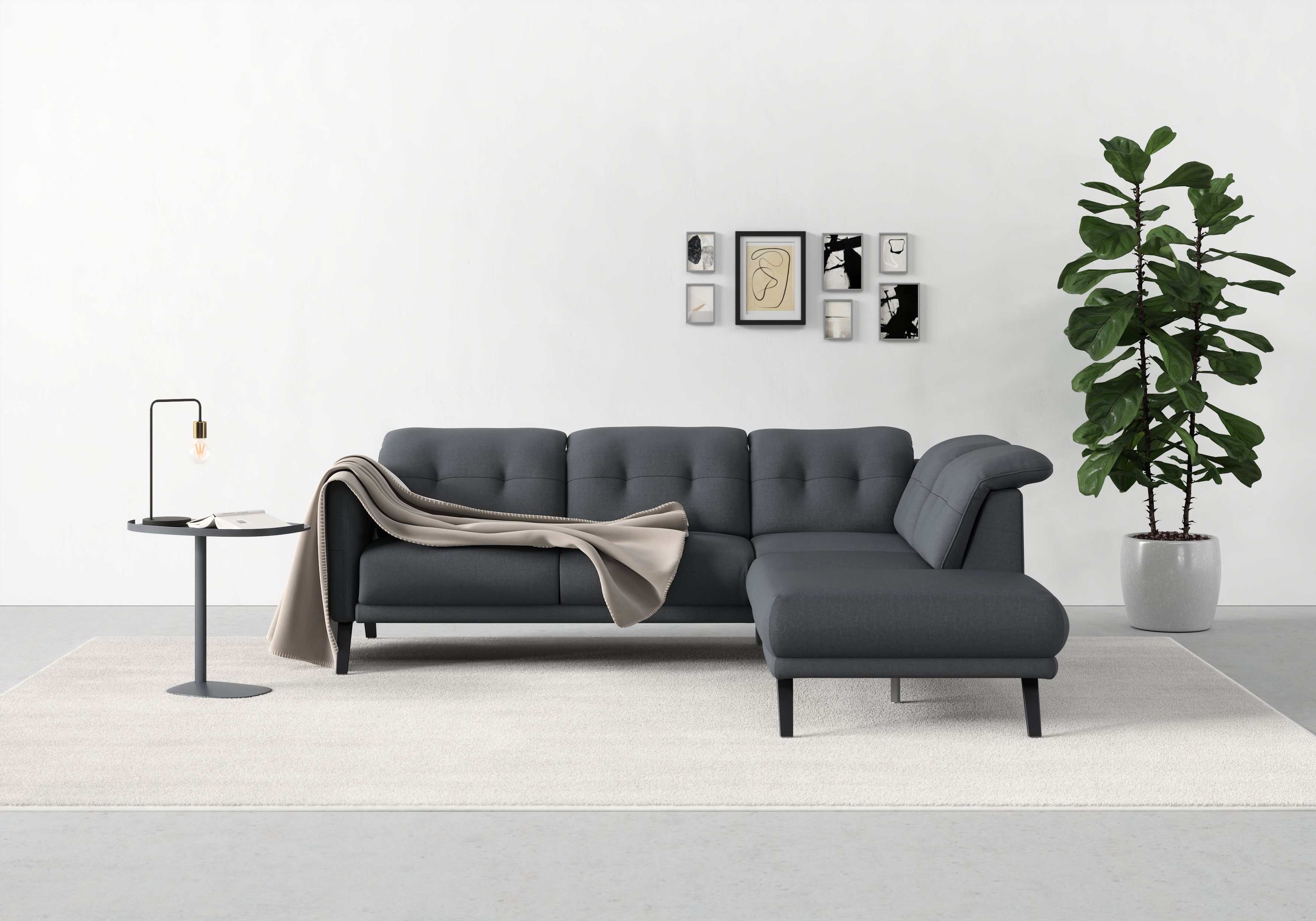 sit&more Wahlweise Scandia, Armteilfunktion Ecksofa mit Kopfteilverstellung und