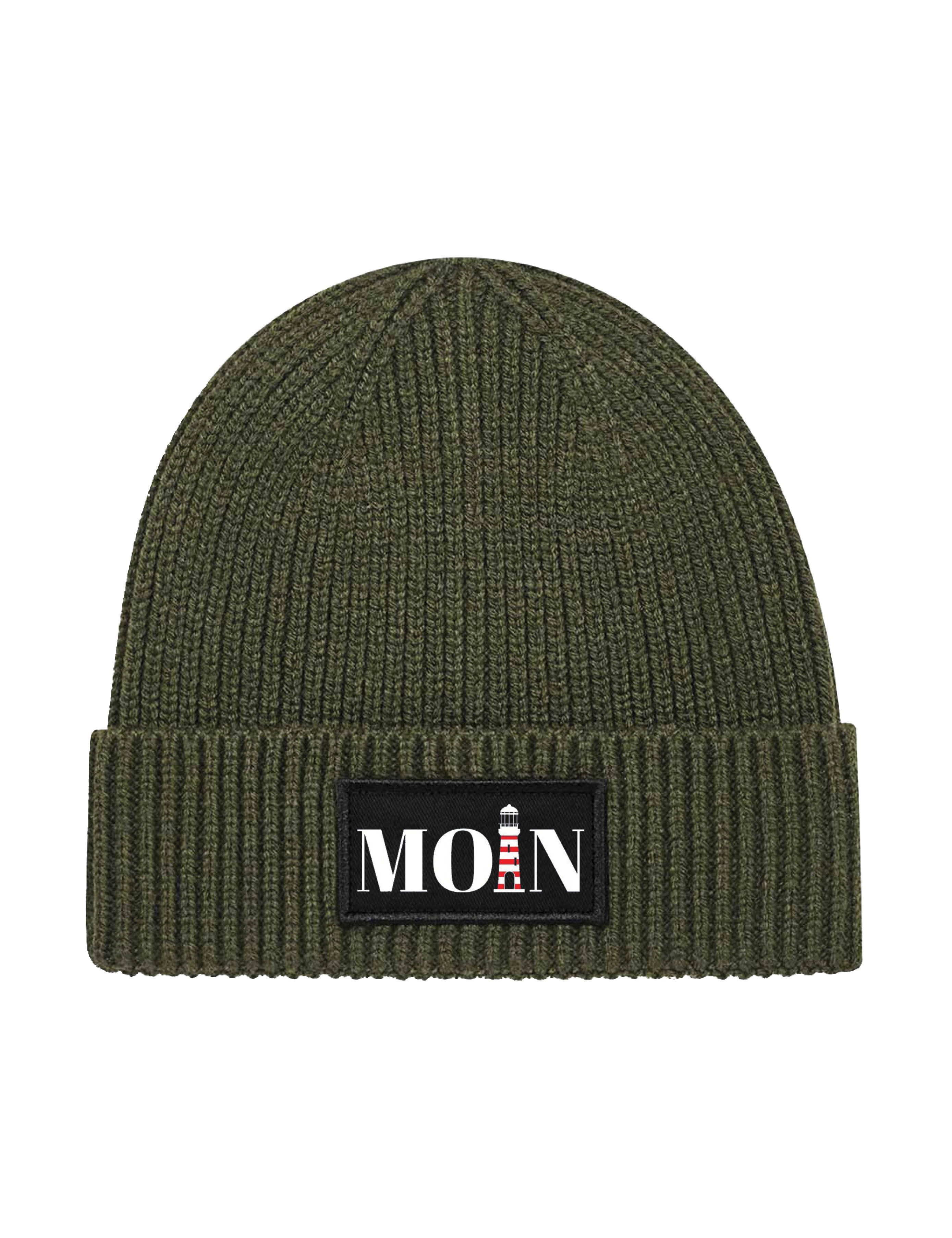 Beanie Unisex Strick Beanie Mütze mit Moin Leuchtturm Aufdruck Geschenk
