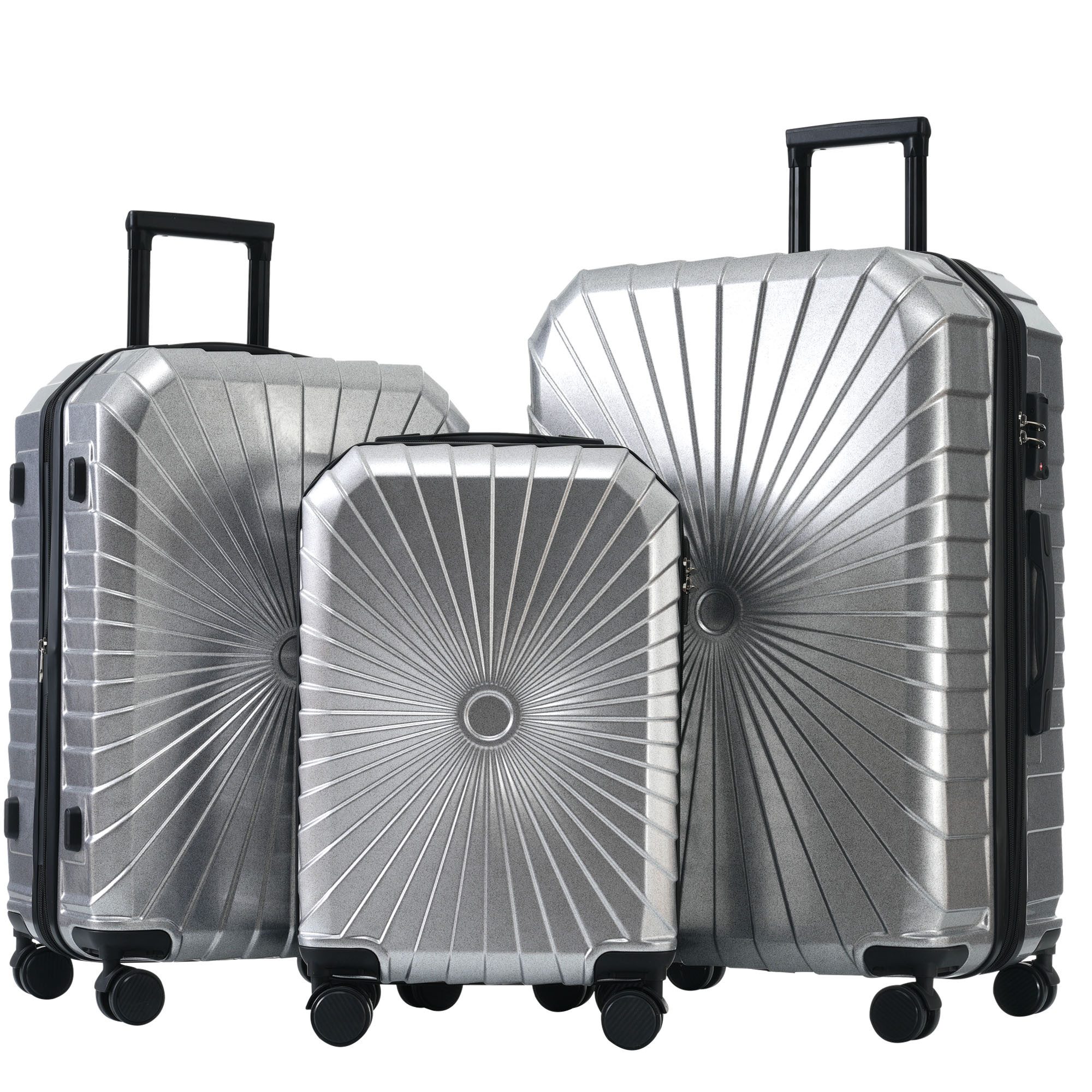 EXTSUD Hartschalen-Trolley M-L-XL 3-teiliges Koffer-Set aus hochwertigem PVC-Material,Robust, leicht und stilvoll für komfortables Reisen und sicheren Transport