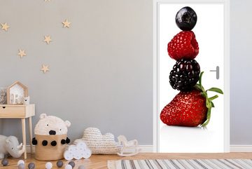 MuchoWow Türtapete Obst - Rot - Himbeere, Matt, bedruckt, (1 St), Fototapete für Tür, Türaufkleber, 75x205 cm