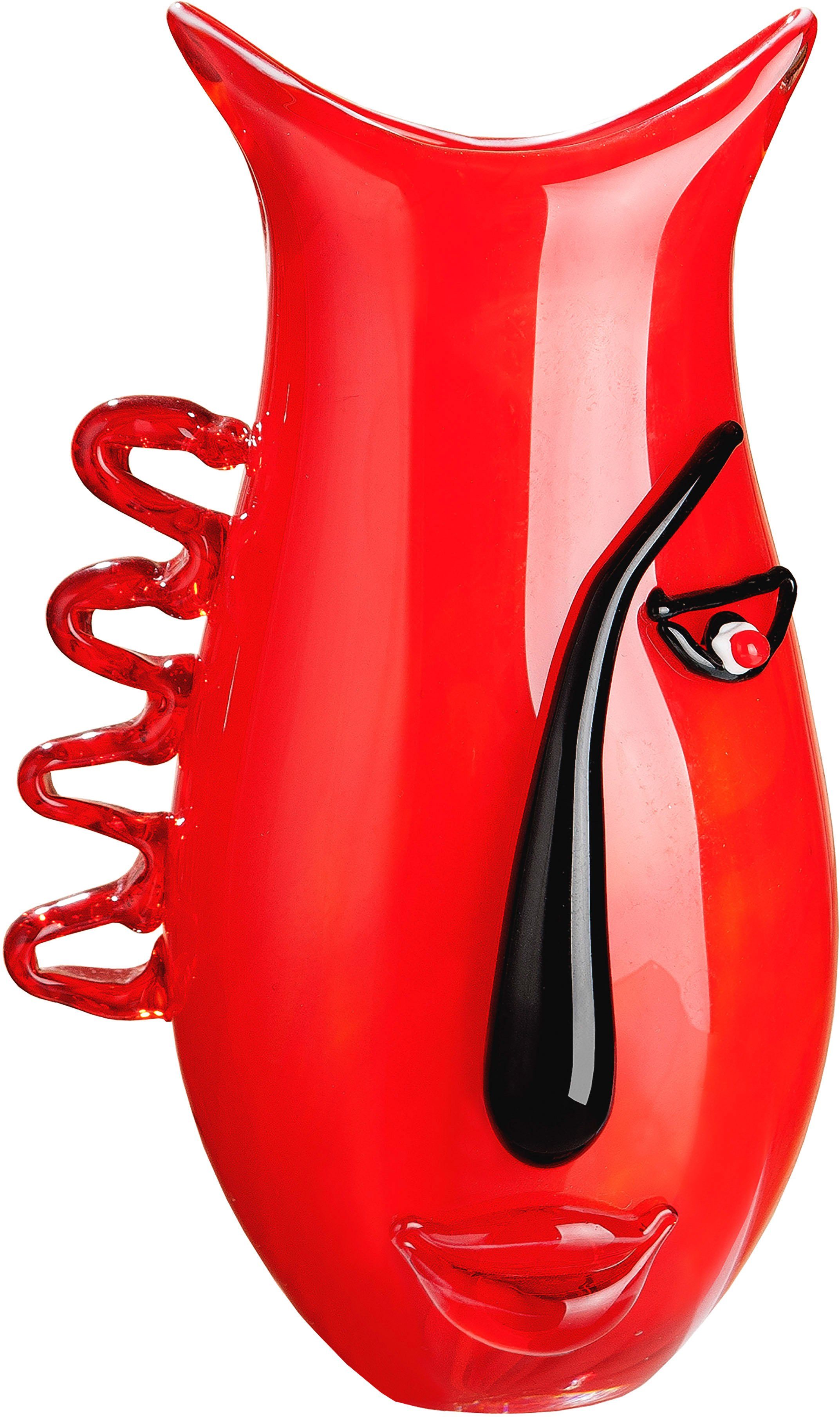 GILDE GLAS ART GILDE Dekovase Glasart Design-Vase Red Vista (BxHxL) 19 cm x 33 cm x 12 cm rot s, Vase Tischvase Dekovase dekorative Vase Dekoartikel