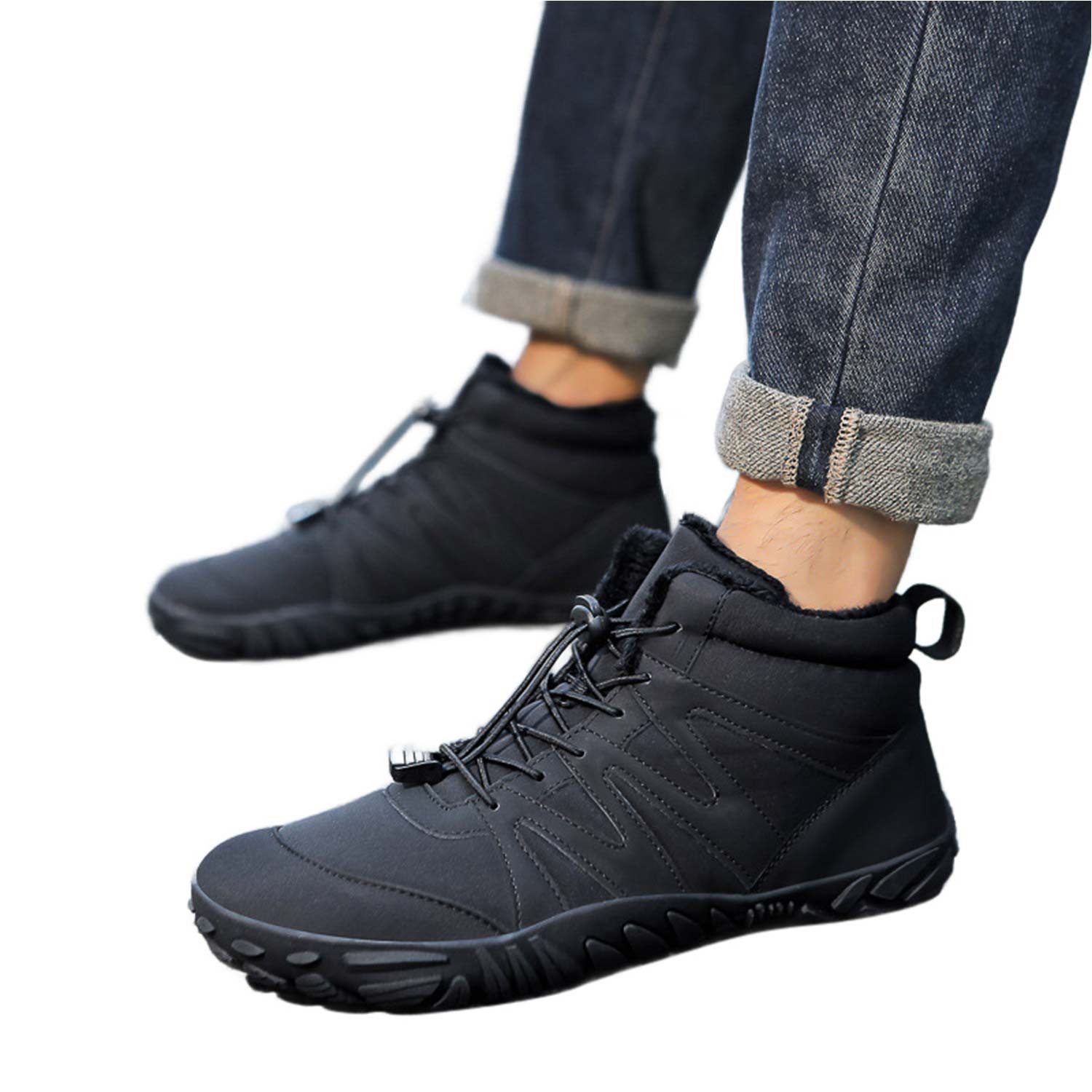 Refttenw Leichte Rutschfeste Barfußschuhe Gefüttert Winterstiefel Wandersch günstig online kaufen