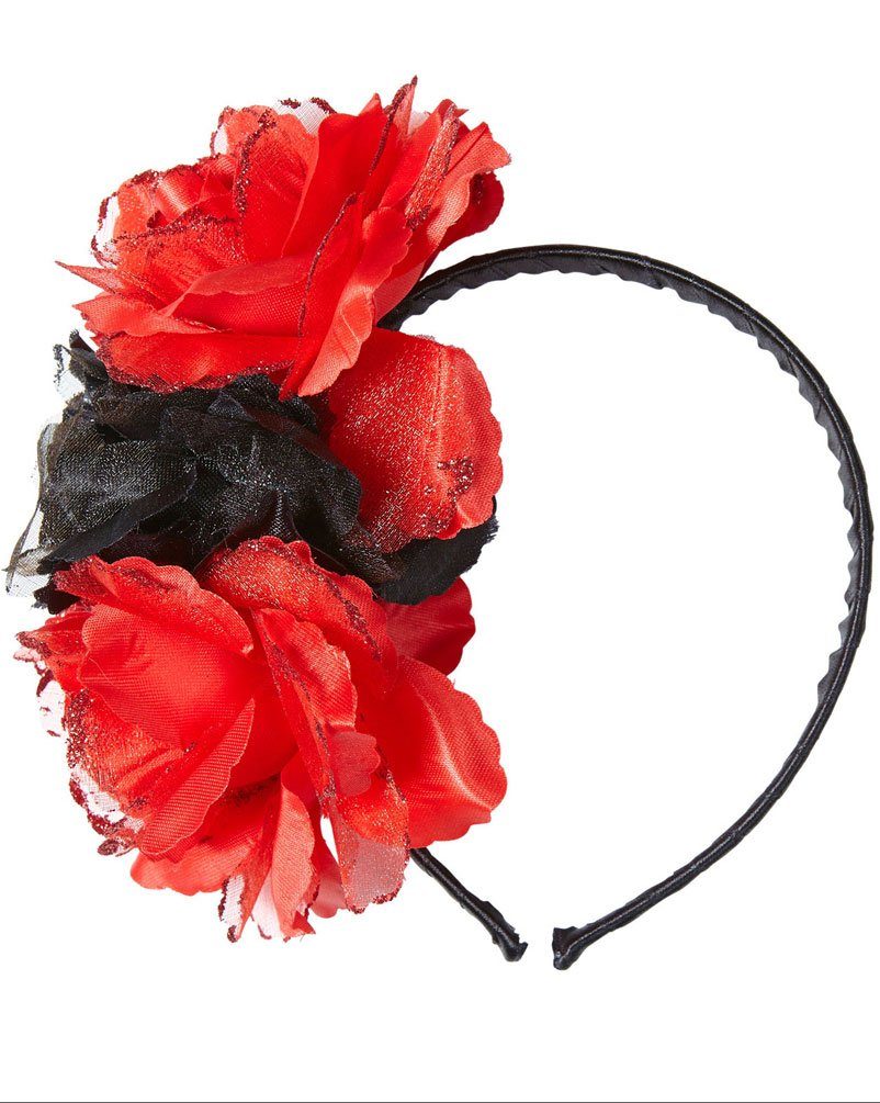 Karneval-Klamotten Kostüm Tag der Toten Haarreif Rosen La Catrina Halloween günstig online kaufen