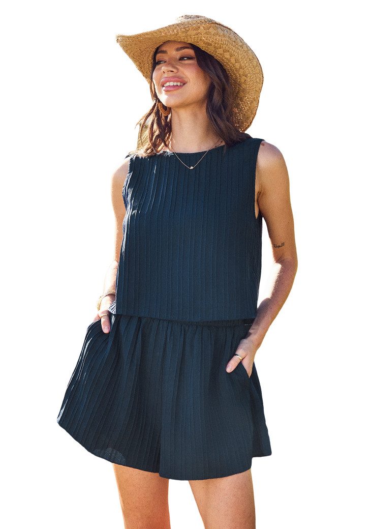 Cupshe Hosenanzug Set aus Tanktop und Shorts mit Rundhalsausschnitt