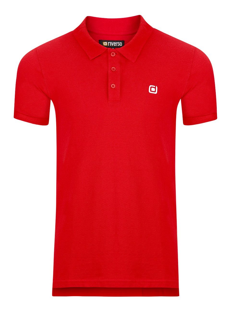 riverso Poloshirt Herren Polohemd RIVJohn Regular Fit (1-tlg) Basic Hemd aus 100% Baumwolle Middle Red (15300)