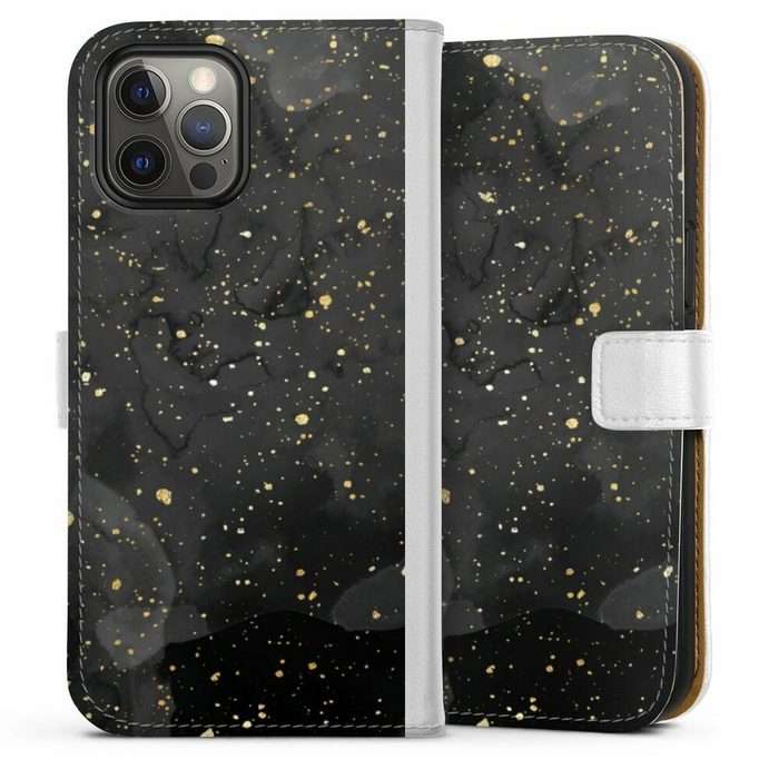 DeinDesign Handyhülle Marmor Glitzer Look Gold & Kupfer Marble Black Gold Look Print Apple iPhone 12 Pro Hülle Handy Flip Case Wallet Cover