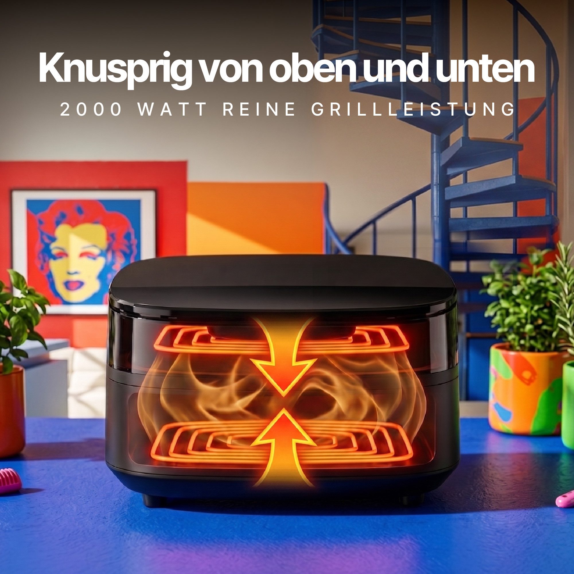 Seeger Heißluftfritteuse, 2850 W, Ober-/Unterhitze, 30 cm Backfläche, Sichtfenster, PFAS-frei