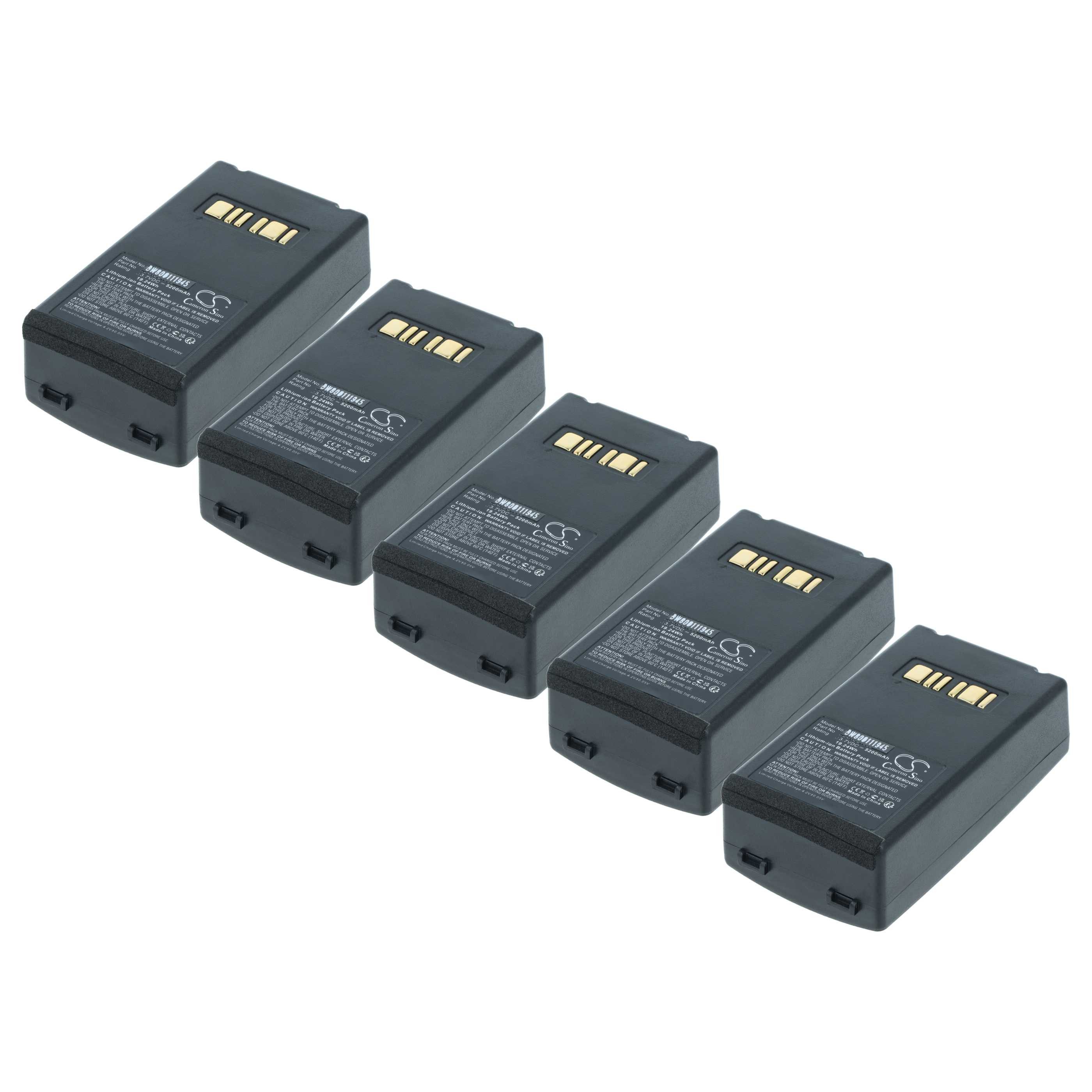 vhbw Akku passend für Datalogic Falcon X3, Falcon X4, Falcon X3 Plus Akku Akku Li-Ion 5200 mAh (3,7 V, 5 St), Leistungsfähige Austausch-Akkus für POS-Gerät, Wiederaufladbar, Jede