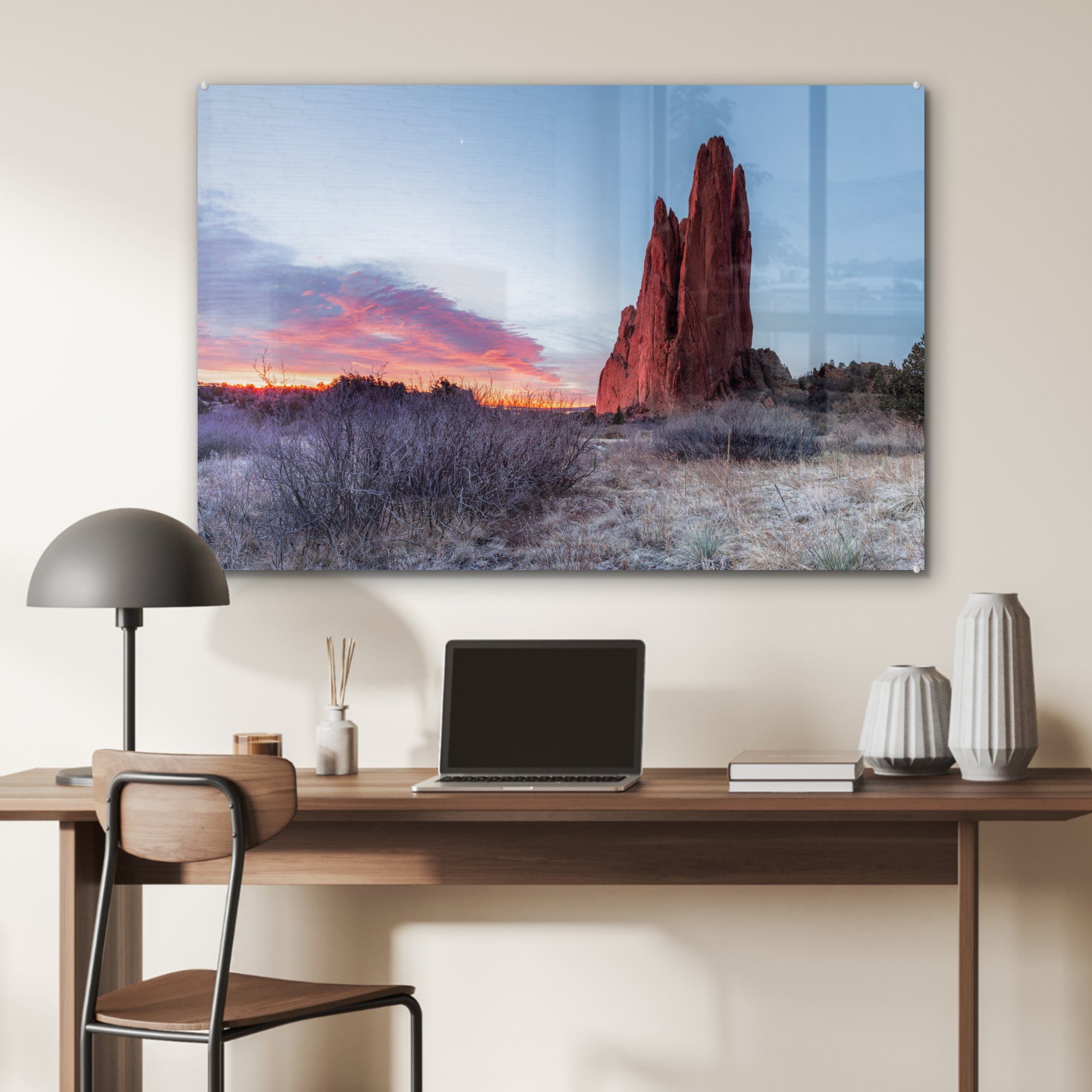 - (1 Steine Amerika Horizont, - Wohnzimmer & - MuchoWow - Colorado Acrylglasbild St), Park Schlafzimmer Acrylglasbilder