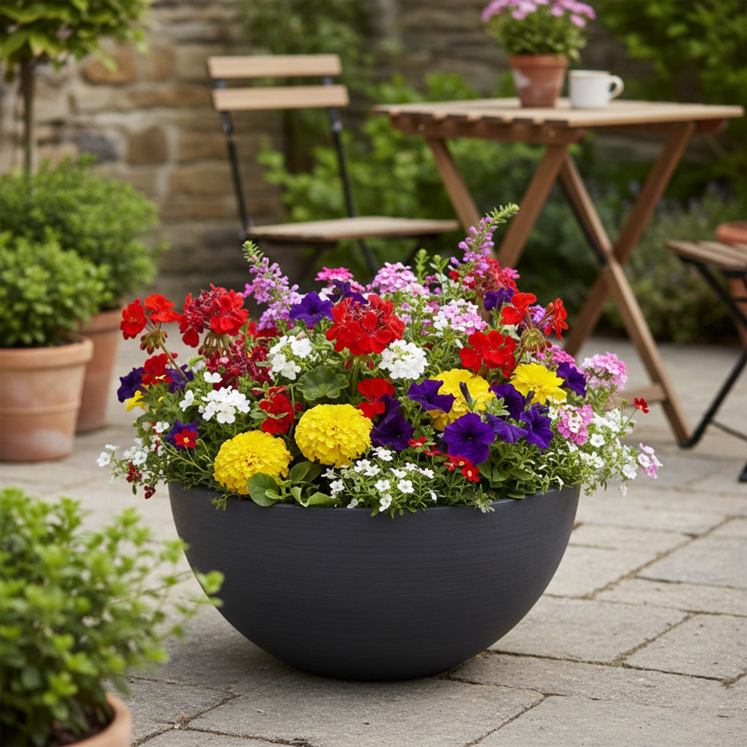 colourliving Blumentopf Pflanzkübel "BOWL" Ecostone – Rund, nachhaltig & wetterfest, Stilvolle Nachhaltigkeit für drinnen und draußen