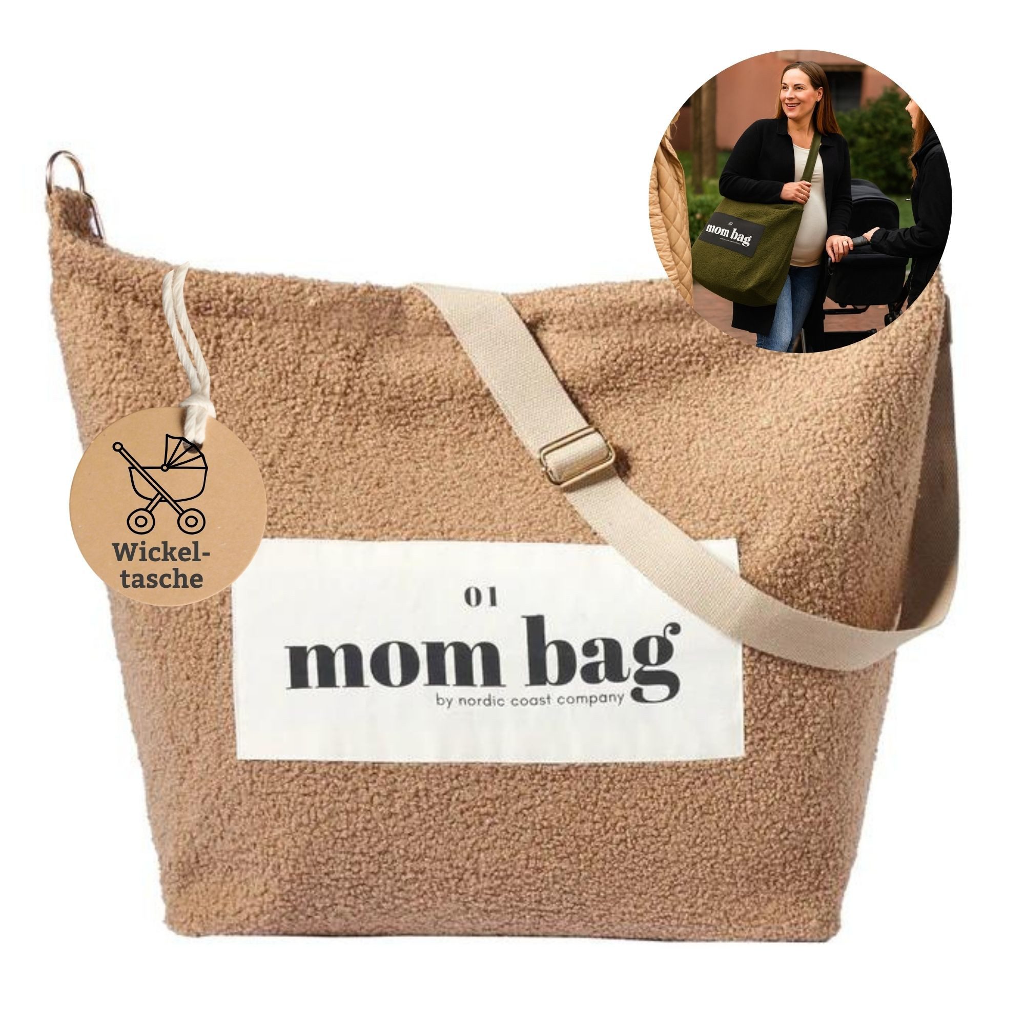Nordic Coast Company Wickeltasche Mom Bag Сумки для покупок Bag Kinderwagentasche Teddy Bouclé
