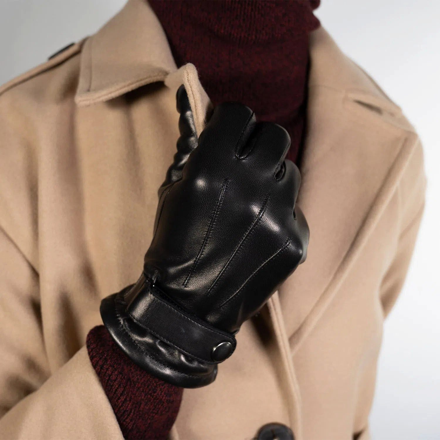 Braun Büffel Lederhandschuhe Handschuh Artur 9.0 schwarz