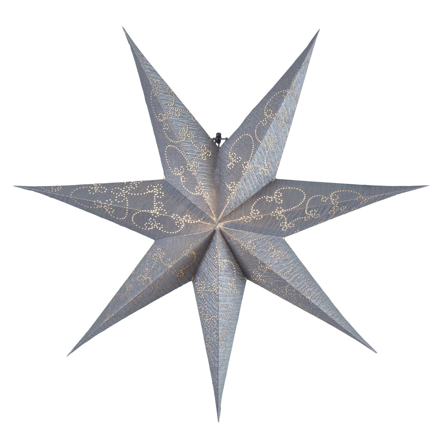 TRADING Papierstern D: silber Leuchtstern Stern Decorus Weihnachtsstern 63cm LED STAR hängend