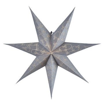 STAR TRADING LED Stern Papierstern Decorus Weihnachtsstern Leuchtstern hängend D: 63cm silber