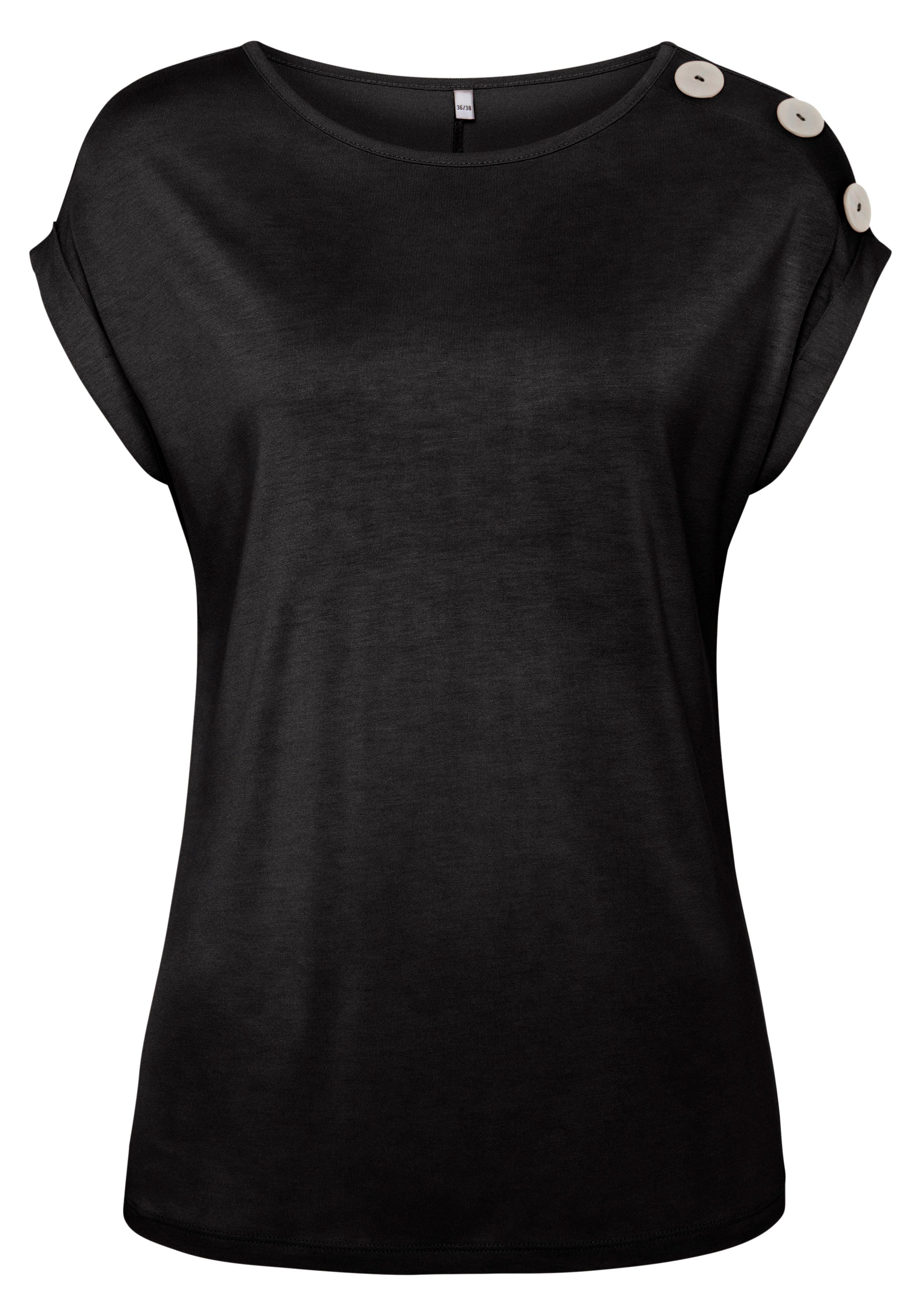 Buffalo Kurzarmshirt mit Zierknöpfen, bequemes T-Shirt aus Jersey, Basic – Bild 2 von 5