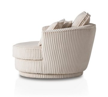 Furn.Design Loveseat Comfy (Love Seat in Cord Wollweiß, 120 x 120 cm), drehbar, Bonell Federkern