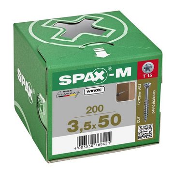 SPAX Spanplattenschraube SPAX-M, (Stahl weiß verzinkt, 200 St), 3,5x50 mm