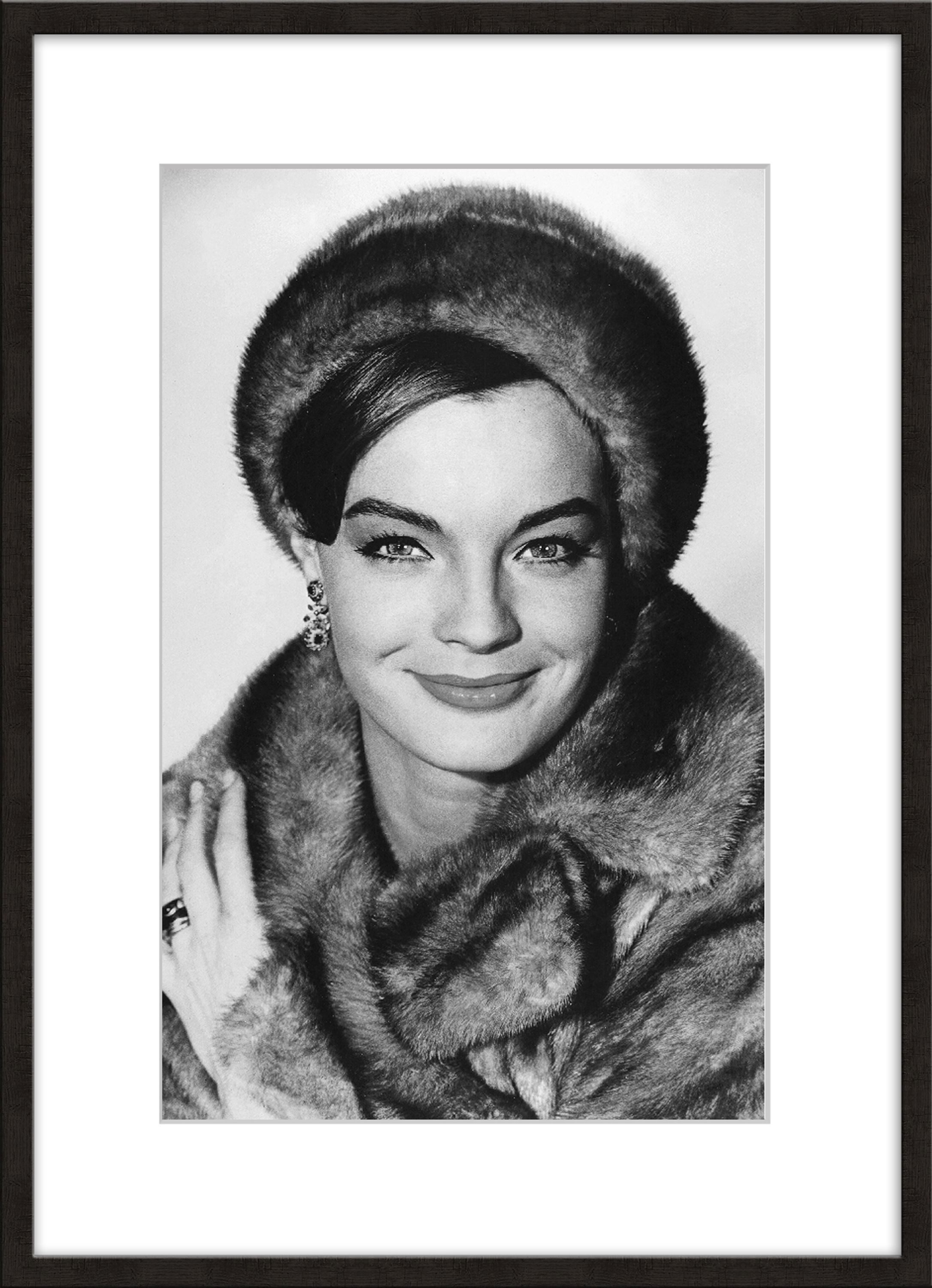 artissimo Bild mit Rahmen Gerahmtes Poster 50x70 cm / Wandbild Schwarz-Weiß / Vintage Deko, Hollywood-Stars: Romy Schneider in Schwarz-Weiß