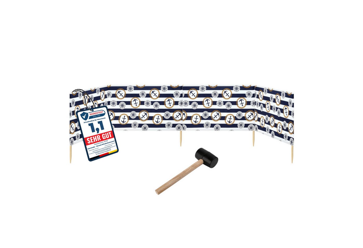 Garronda Windschutz Strand Sichtschutz 5m lang mit Gummihammer Garten Meer GAEX001