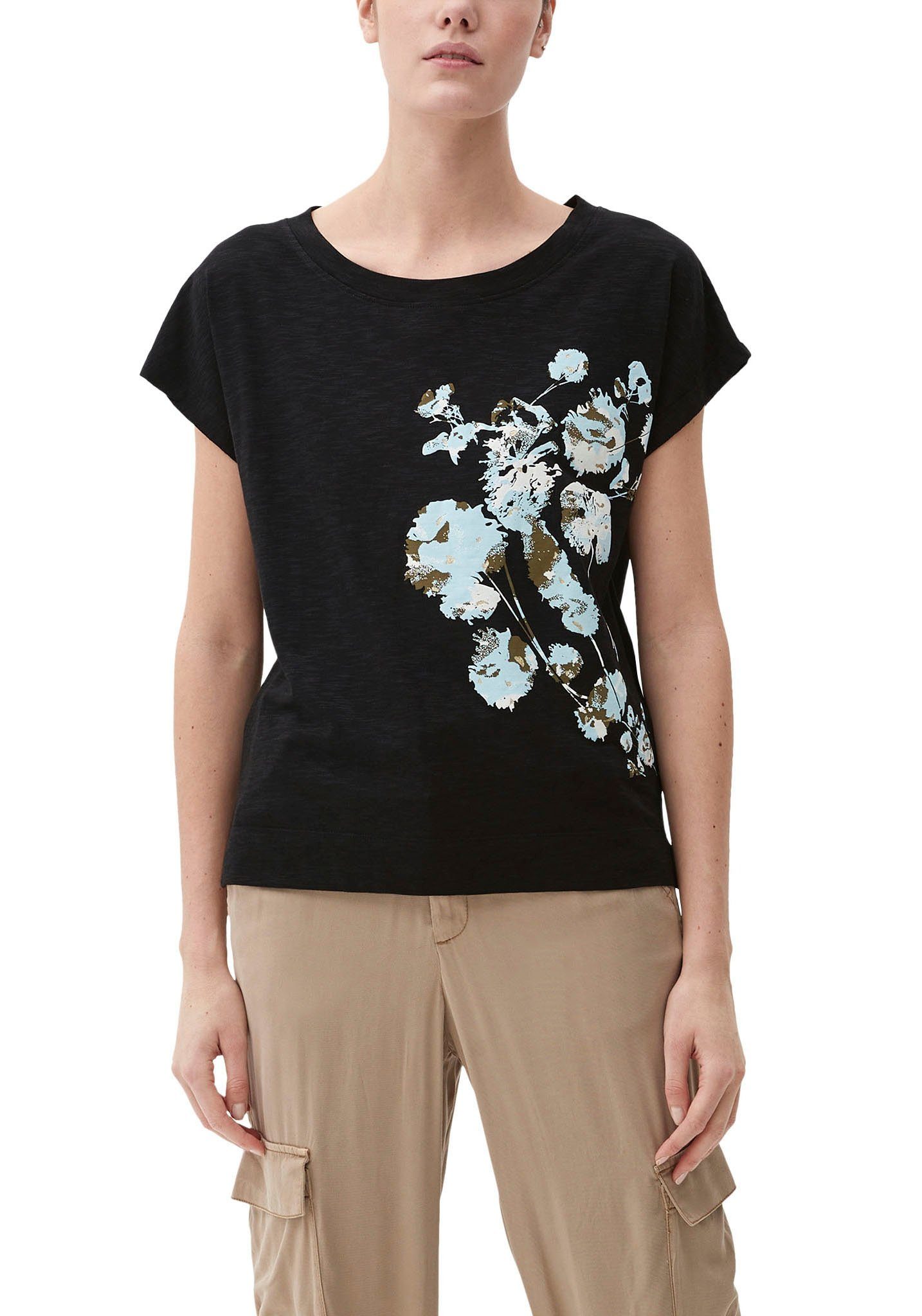 S.Oliver Damen T-Shirt Mit 3/4-Arm - Relaxed Fit, Fein Gestreift