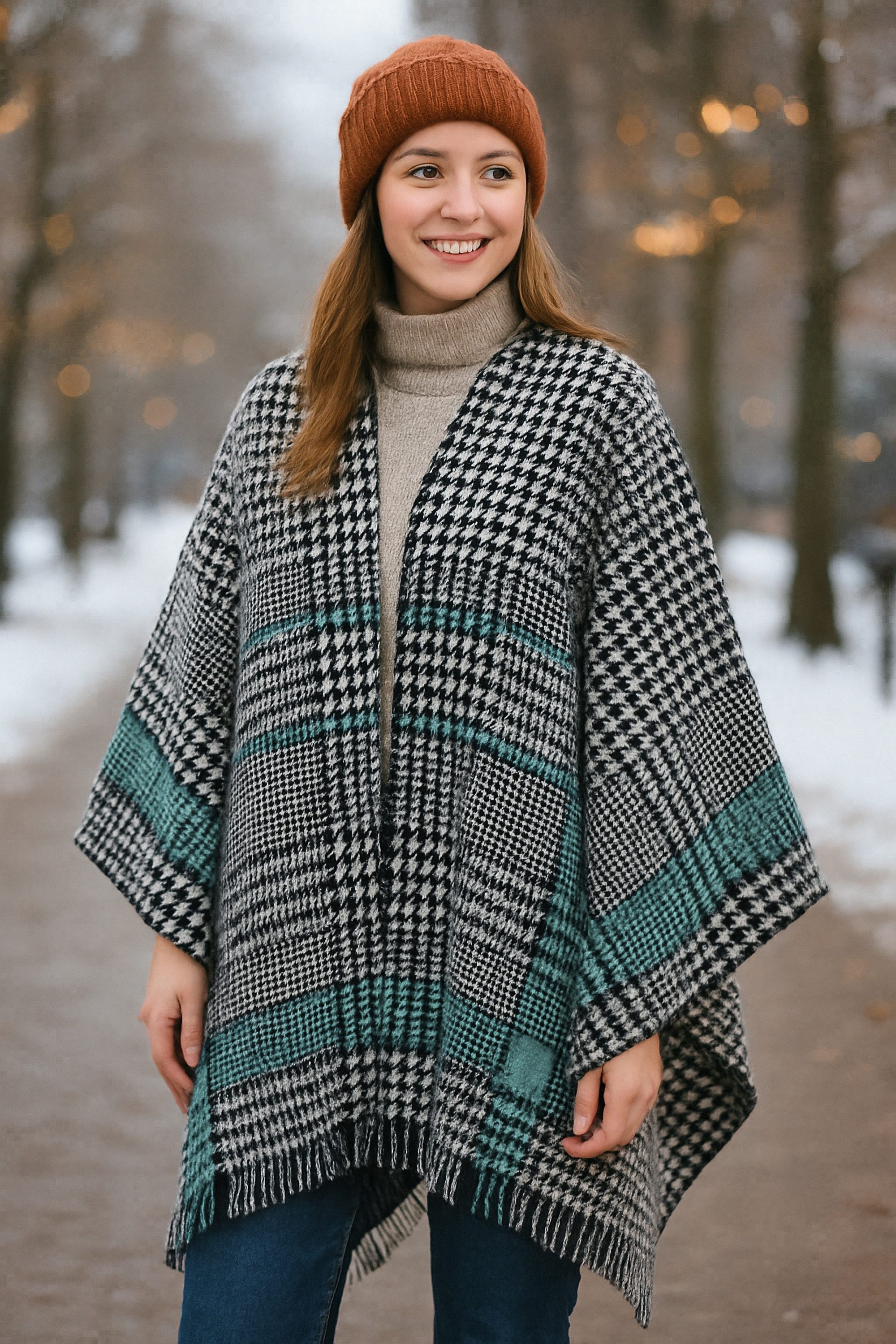 COLLEZIONE ALESSANDRO XXL-Schal Hahnentritt, (1-St), schwarz-weiß mit braun