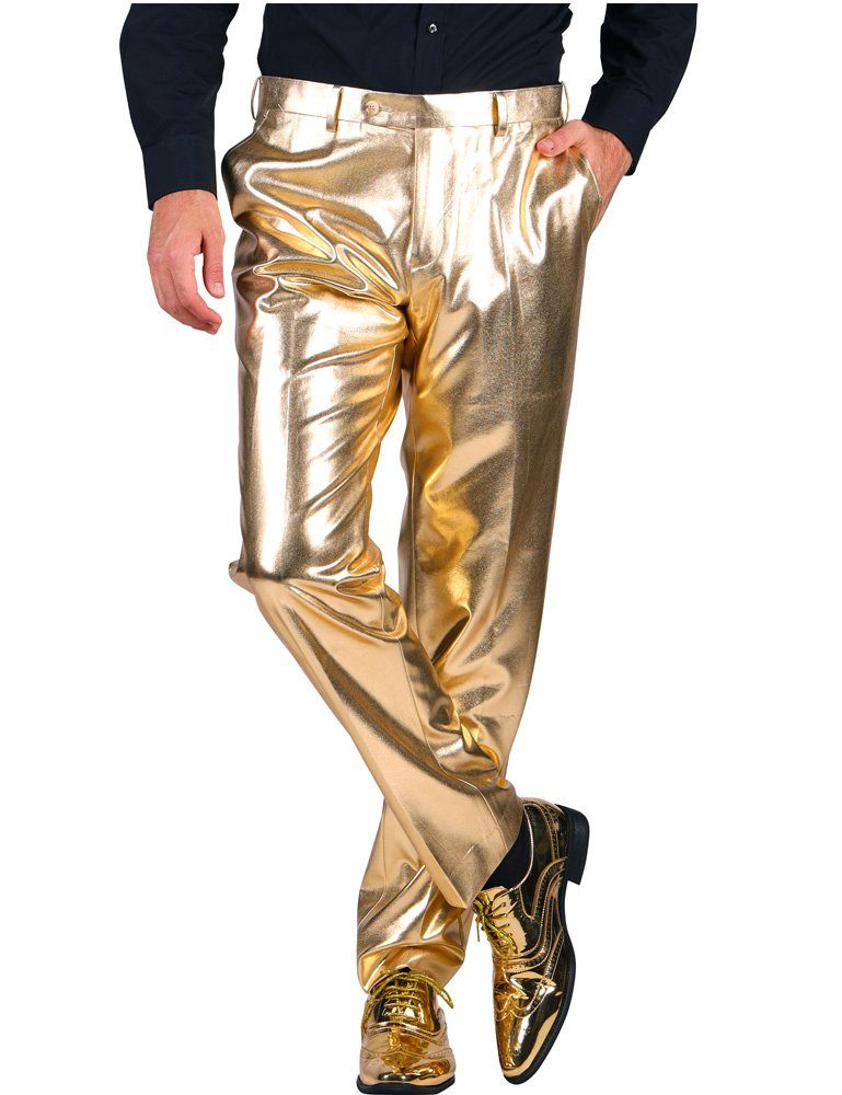 Metallic Kostüm Schlaghose Gold für Mottoparties!