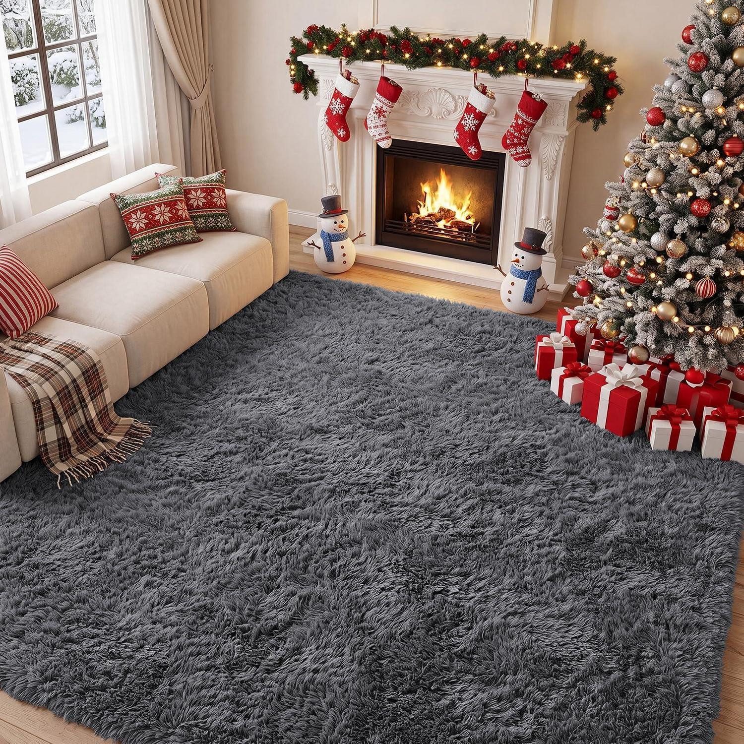 LuxusKollektion Hochflor-Läufer Hochflor Teppich Grau 200x300 Rechteckig, rechteckig, Höhe: 35 mm