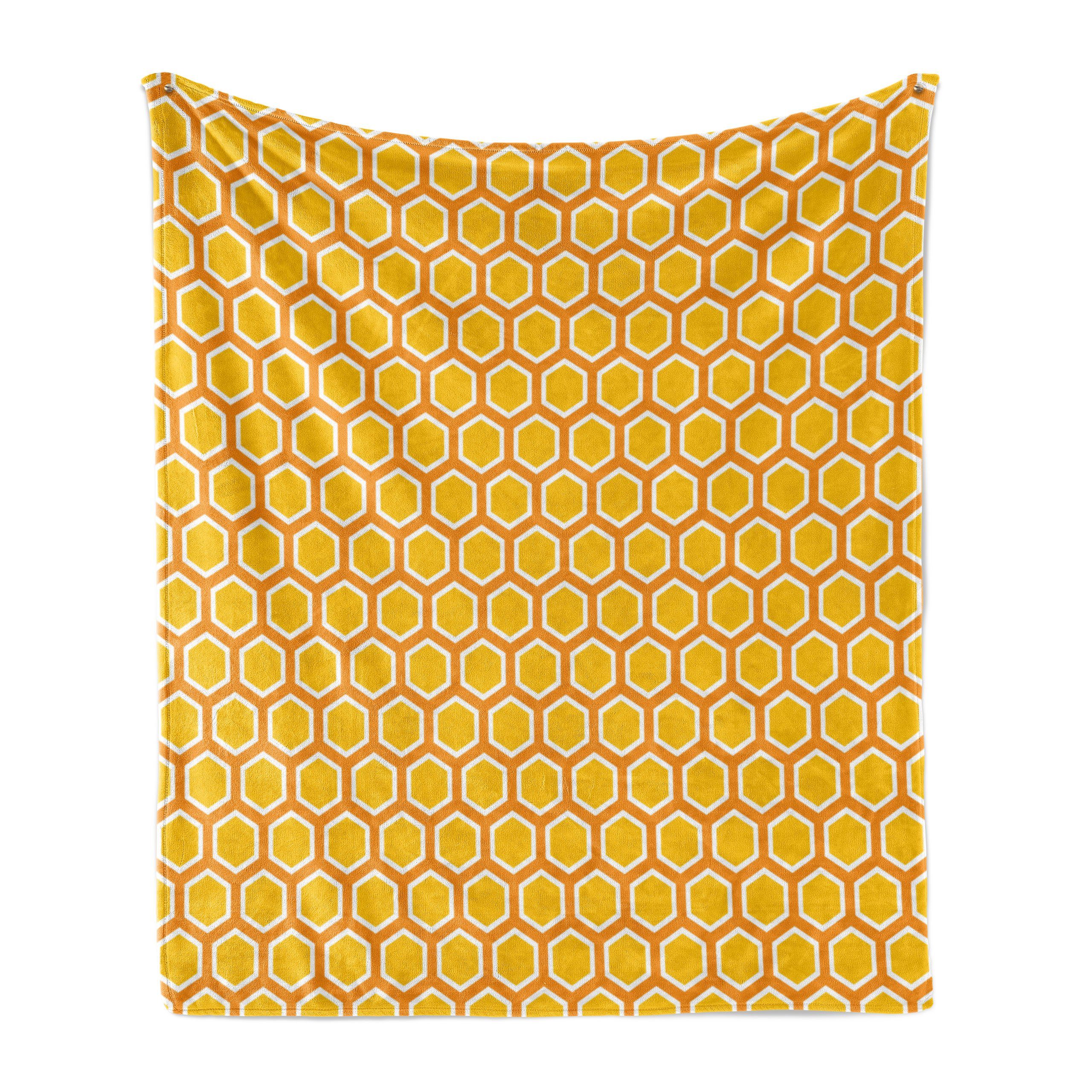 Wohndecke Gemütlicher Plüsch für den Innen- und Außenbereich, Abakuhaus, Biene Bienenwaben-Muster-Geometrie