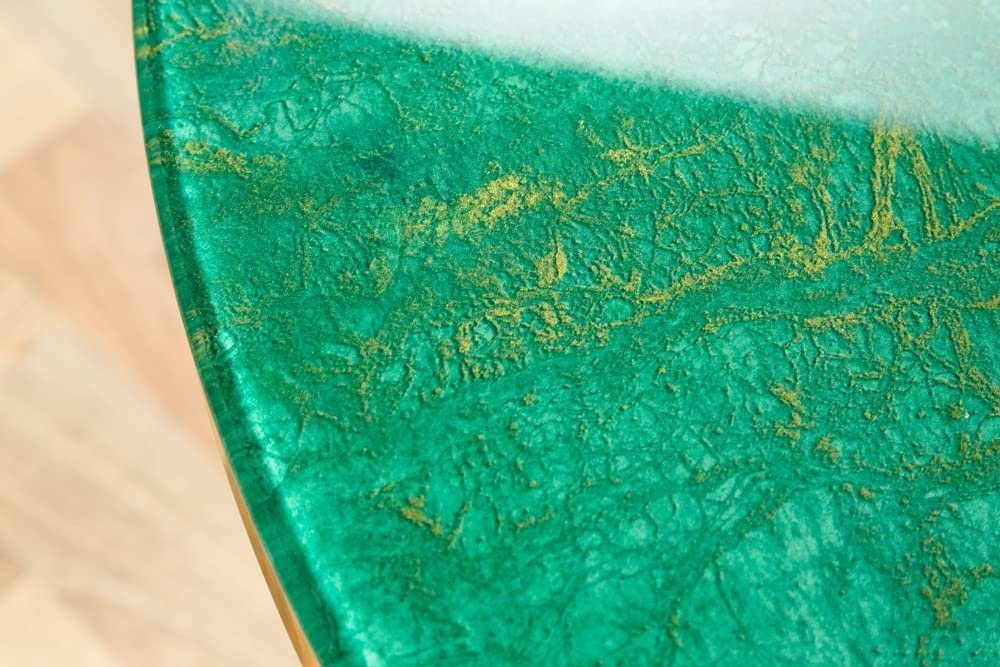 LebensWohnArt Couchtisch grün gold Couchtisch Design MARMO 80cm Marmor-Dekor