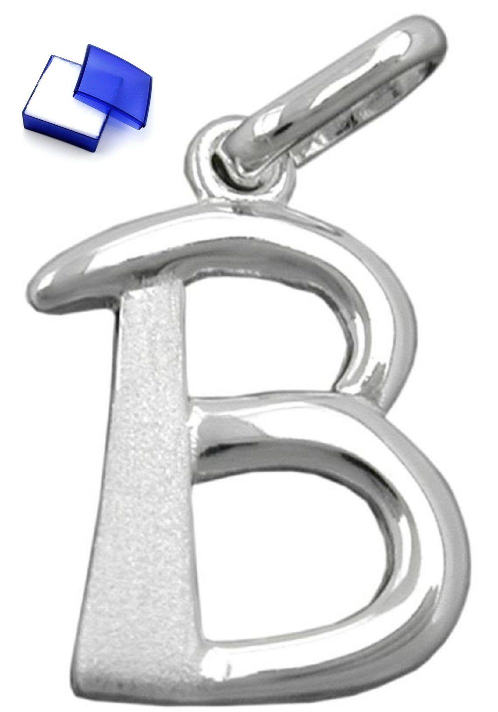 unbespielt Buchstabenanhänger Kettenanhänger für Halskette Unisex Anhänger Buchstabe B 925 Silber 15 x 10 mm, Silberschmuck für Damen und Herren