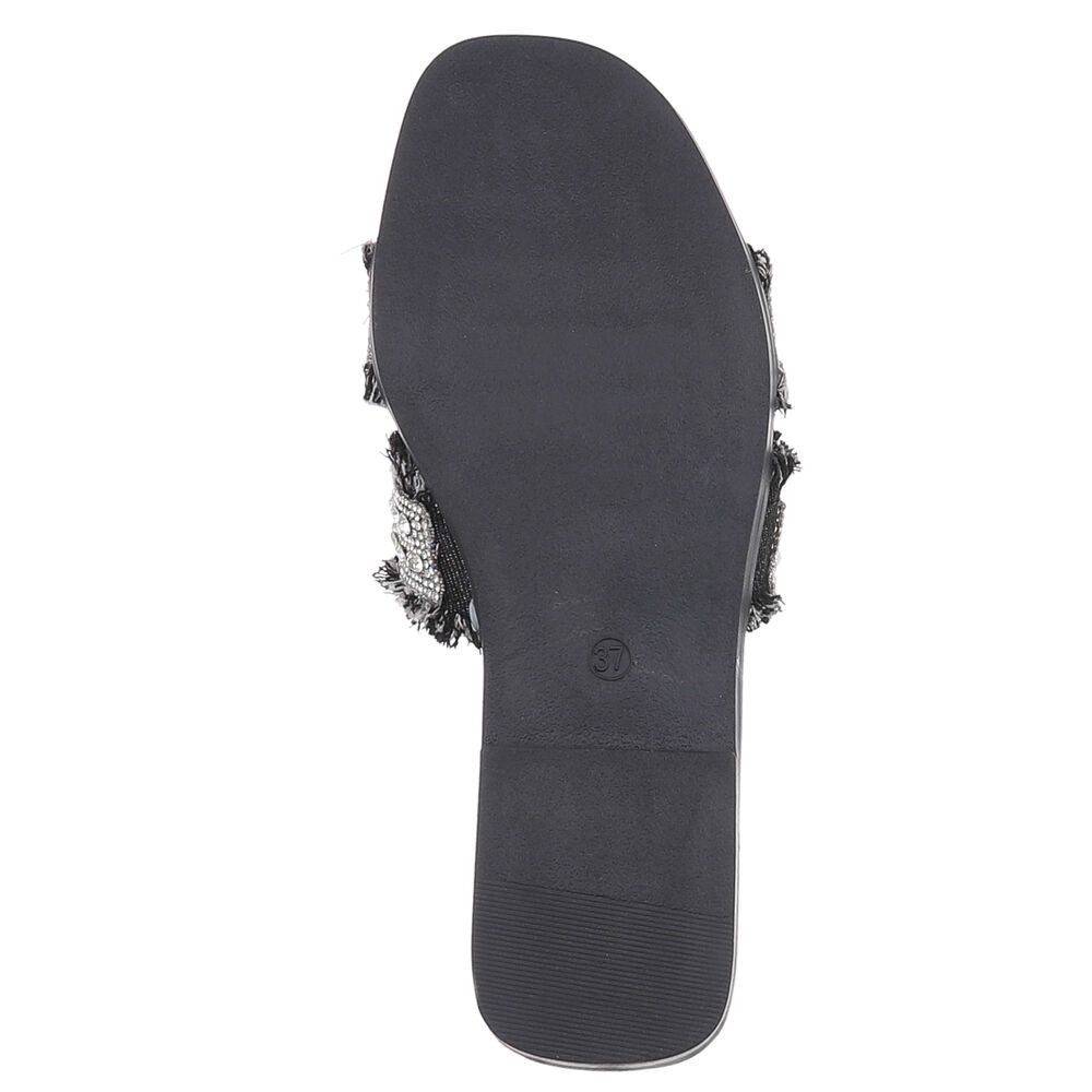 Ital-Design Funkelnde Sommer-Sandalen mit Fransen für Damen Riemchensandalette (89372552) Blockabsatz Riemchensandalen in Schwarz