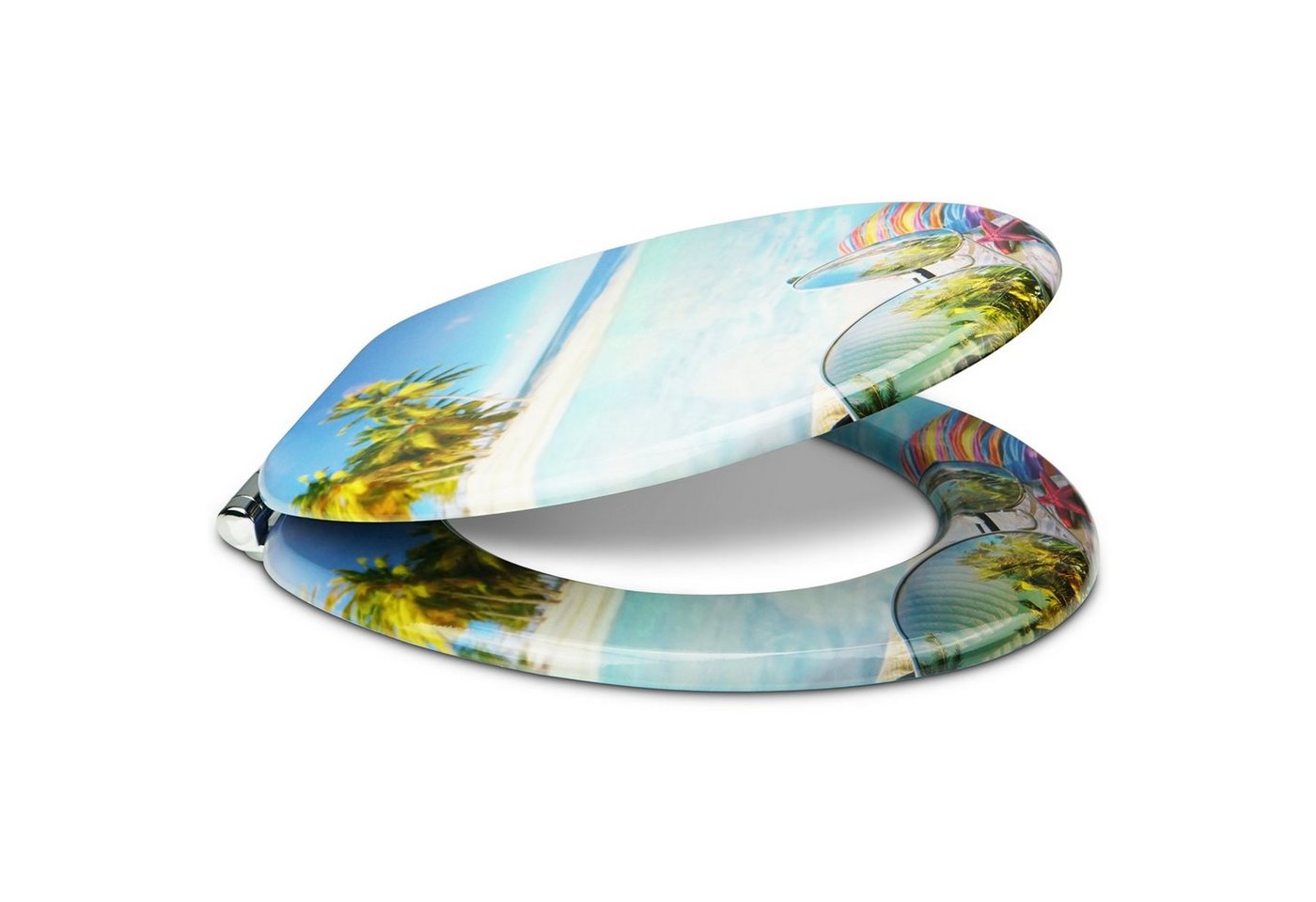 Thumbnail - Sanfino WC-Sitz „Hawaii“ hochwertiger Toilettendeckel mit Absenkautomatik und Holz, viele bunte Motive, hoher Sitzkomfor...