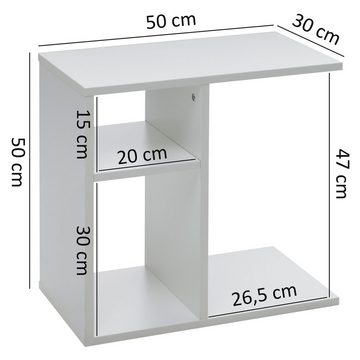 Wohnling Beistelltisch WL5.315 (50x50x30 cm Holz Weiß, Design Anstelltisch Sofa), Kleiner Wohnzimmertisch, Sofatisch Rechteckig