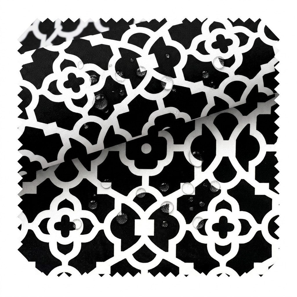 novely® Stoff OXFORD 210D D137 Schwarz Weiß Mosaic Printstoff Outdoor, Wasserabweisend, Outdoor, Meterware, 1lfm