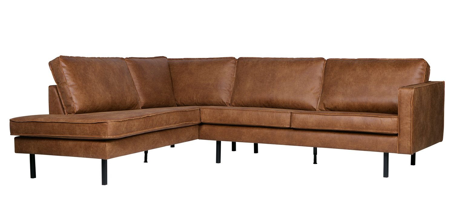 Maison ESTO Ecksofa MODEO Sofa mit Recamiere Eckcouch Chaiselongue-Sofa Leder cognac, wahlweise Recamiere rechts oder links