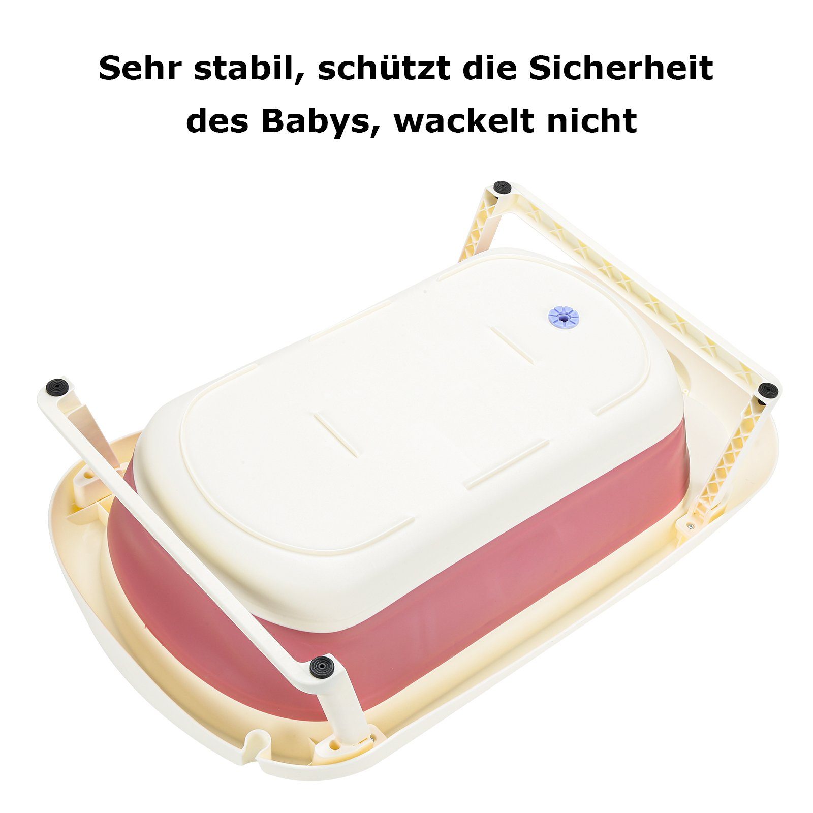 Lospitch Babybadewanne Baby Badewanne Faltbare Rosa mit Babywanne Sicherheitsnetz Wanne Kunststoff