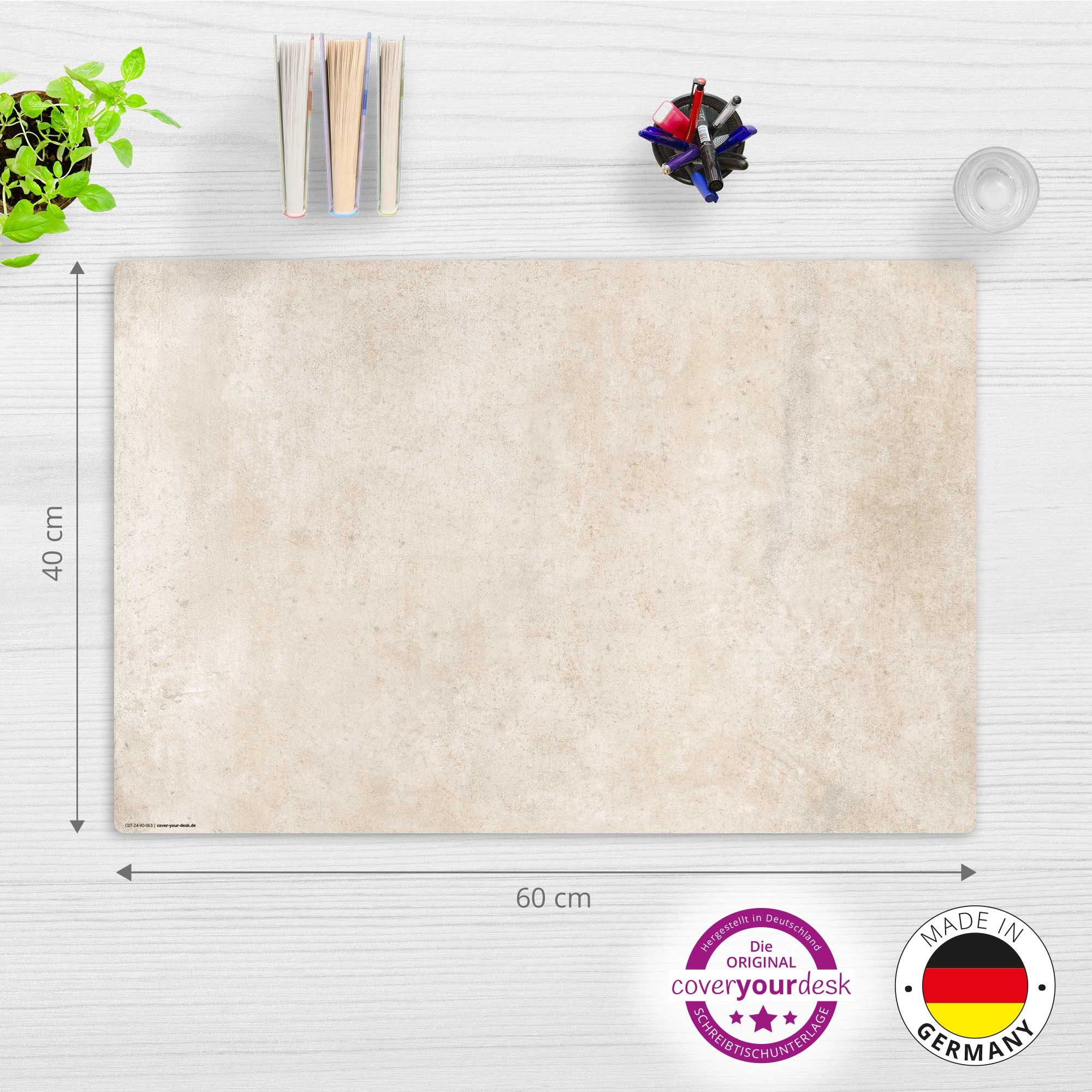 cover-your-desk.de Schreibtischunterlage abwaschbar - heller Stein in beige - premium Vinyl - Made in Germany, (1 tlg)