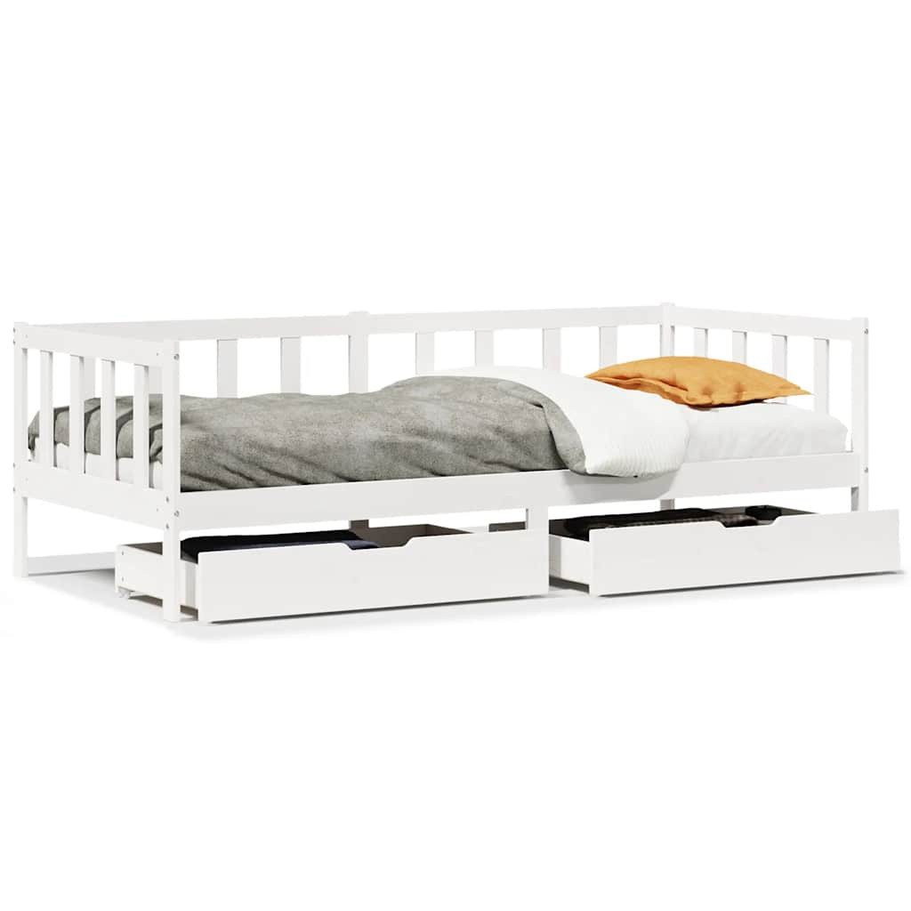 vidaXL Bett Tagesbett mit Schubladen Weiß 80x200 cm Kiefernholz (3-tlg)