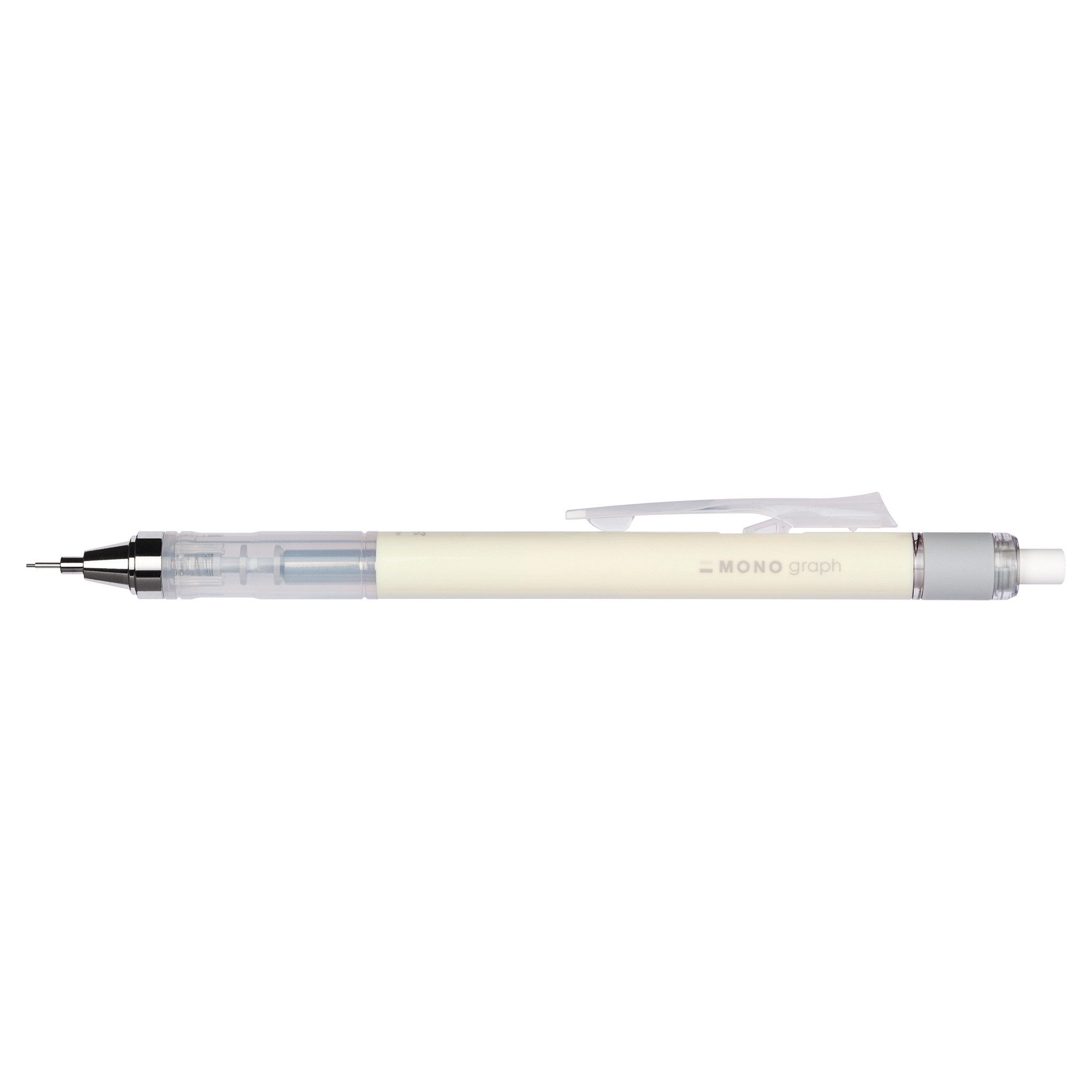 TOMBOW Druckbleistift MONO graph, (cremegelb), 0,5 mm, HB, inkl. Radierer, nachfüllbar, Schüttel-Mechanismus