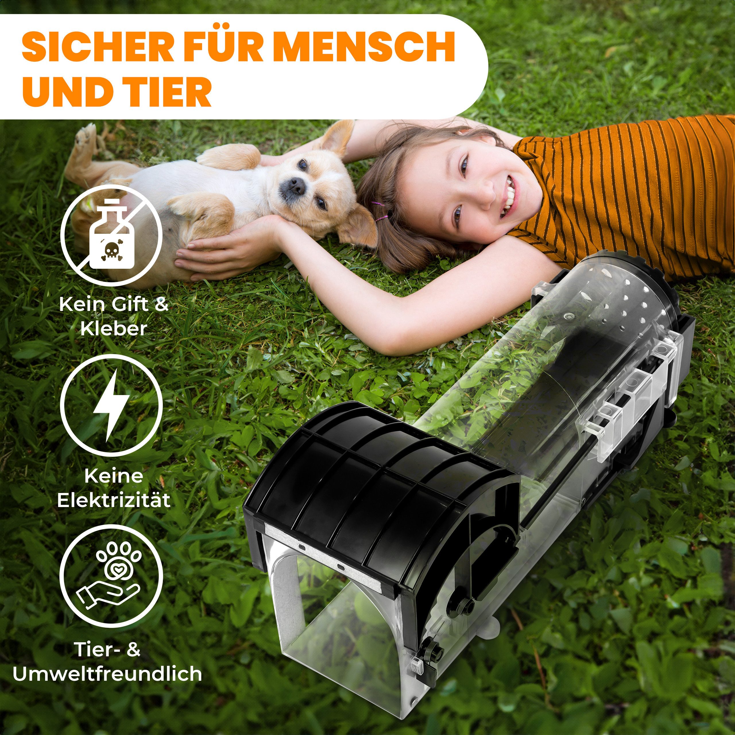 RAPIZZ Lebendfalle Mäusefalle Tierfreundlich & ohne Gift, Für den Innen-und Außenbereich, 4er-Set in Holz oder 2er-Set in ABS, Mit Tipps und Anleitung