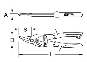 KS Tools Blechschere, Hebel-Blechdurchgangsschere, linksschneidend
