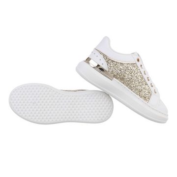 Ital-Design Damen Low-Top Freizeit Sneaker (86188073) Keilabsatz/Wedge Sneakers Low in Gold