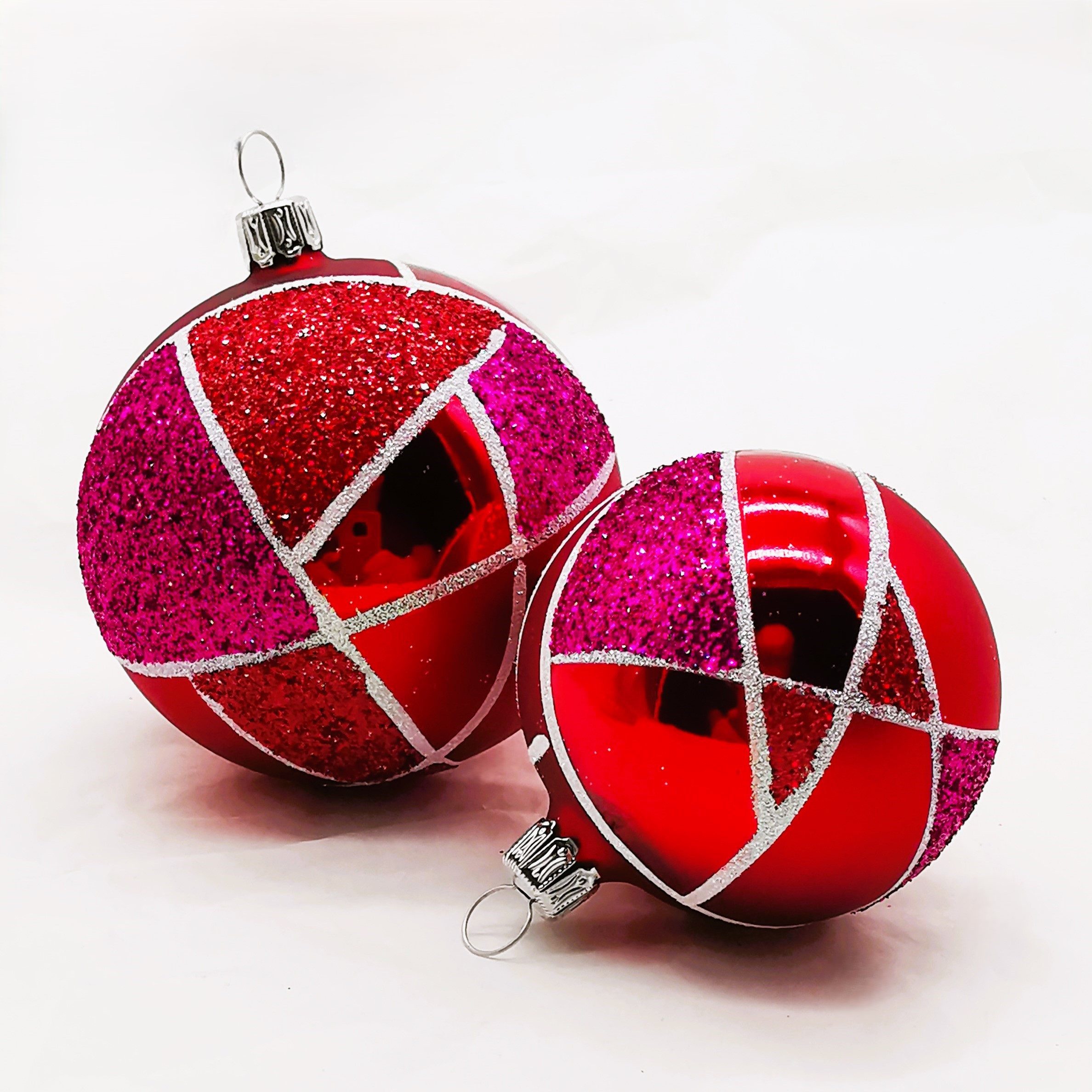 Schatzhauser Weihnachtsbaumkugel Christbaumkugel mundgeblasen rot / pink (1 St), mundgeblasen, handbemalt